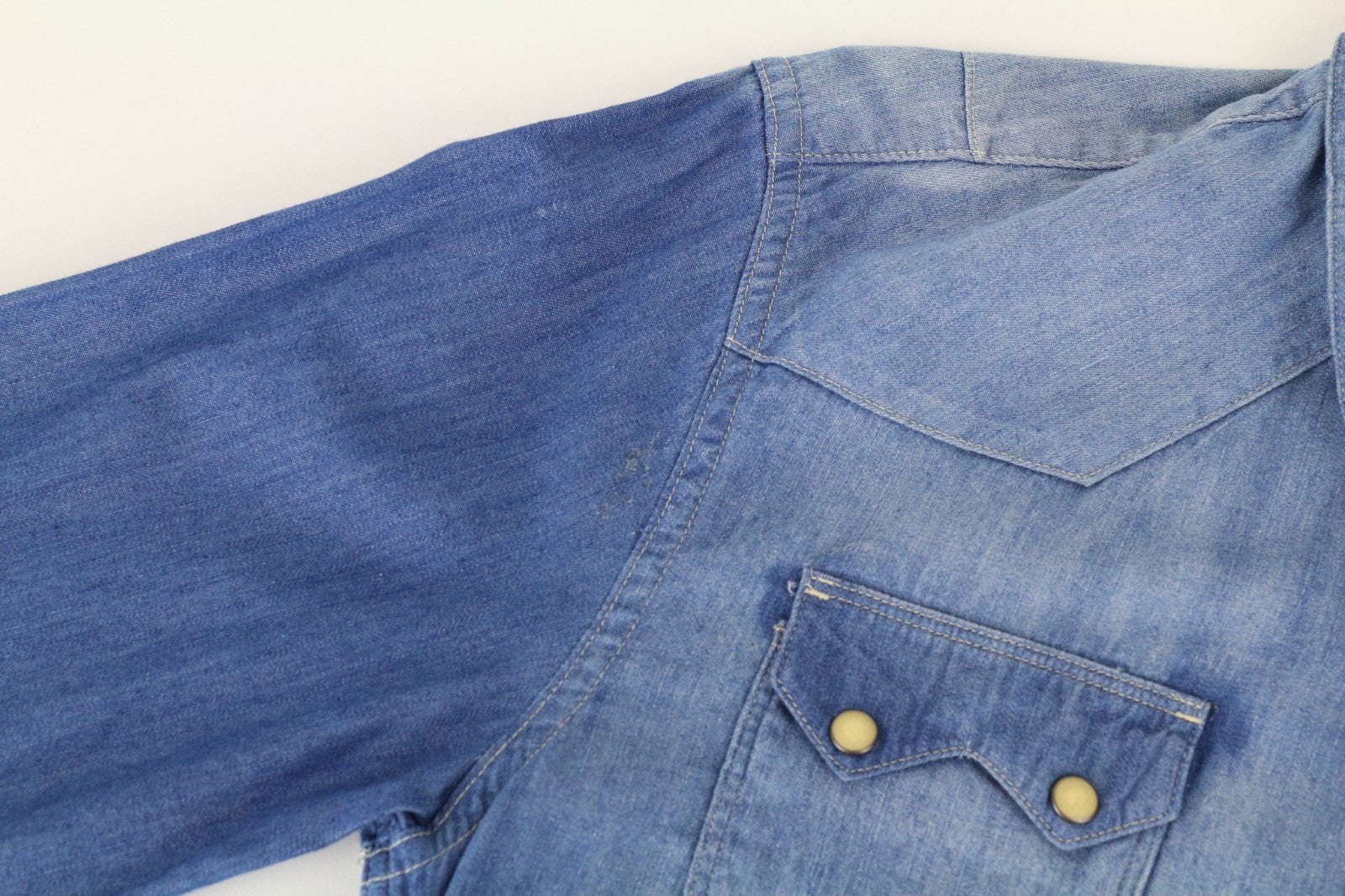 SCOTCH & SODA Men Shirt S Mid Blue Denim-Like Western-Style Classic Pure Cotton