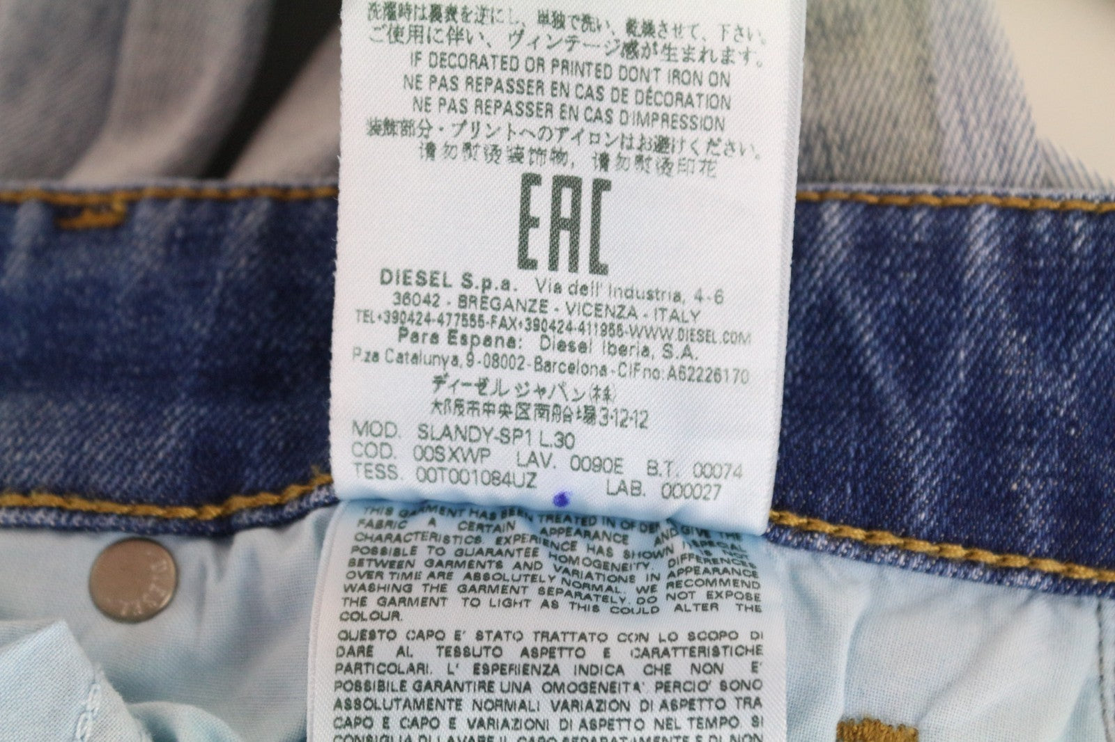 DIESEL Slandy-SP1 0090E Women Jeans W28/L30 Blue Super Slim Skinny Fit Stretch