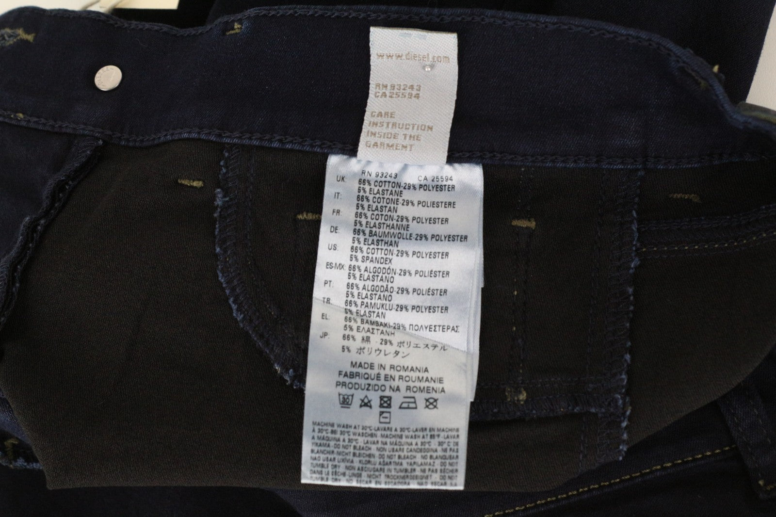 DIESEL Livier 0881B Women Jeans W25 Jegging Blue Super Slim Stretch Low Waist