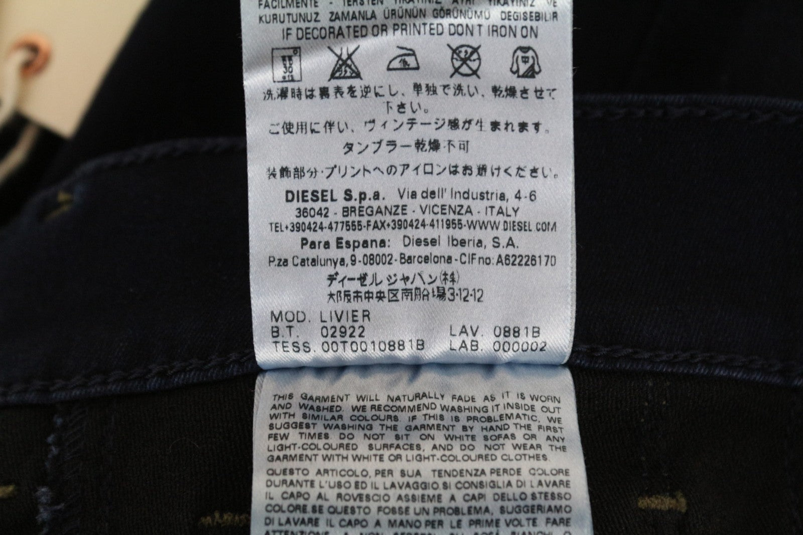 DIESEL Livier 0881B Women Jeans W25 Jegging Blue Super Slim Stretch Low Waist