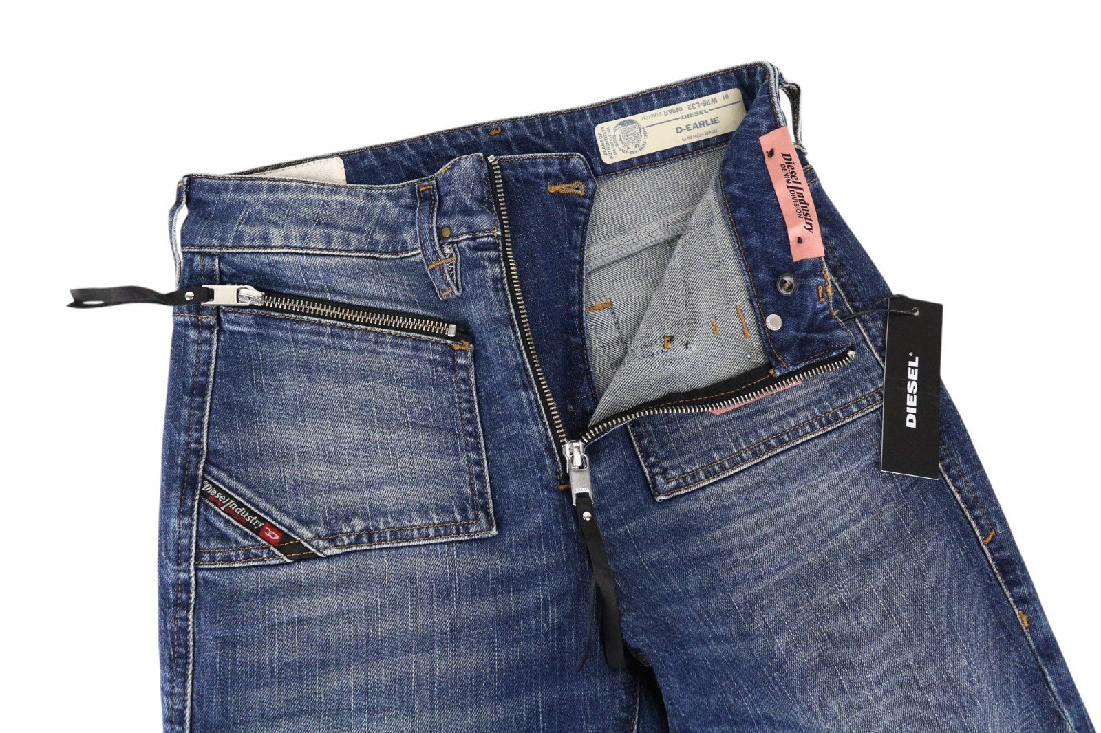 DIESEL D-Earlie 089AR Women Jeans W26/L32 Mid Blue Slim Fit High Waist Stretch