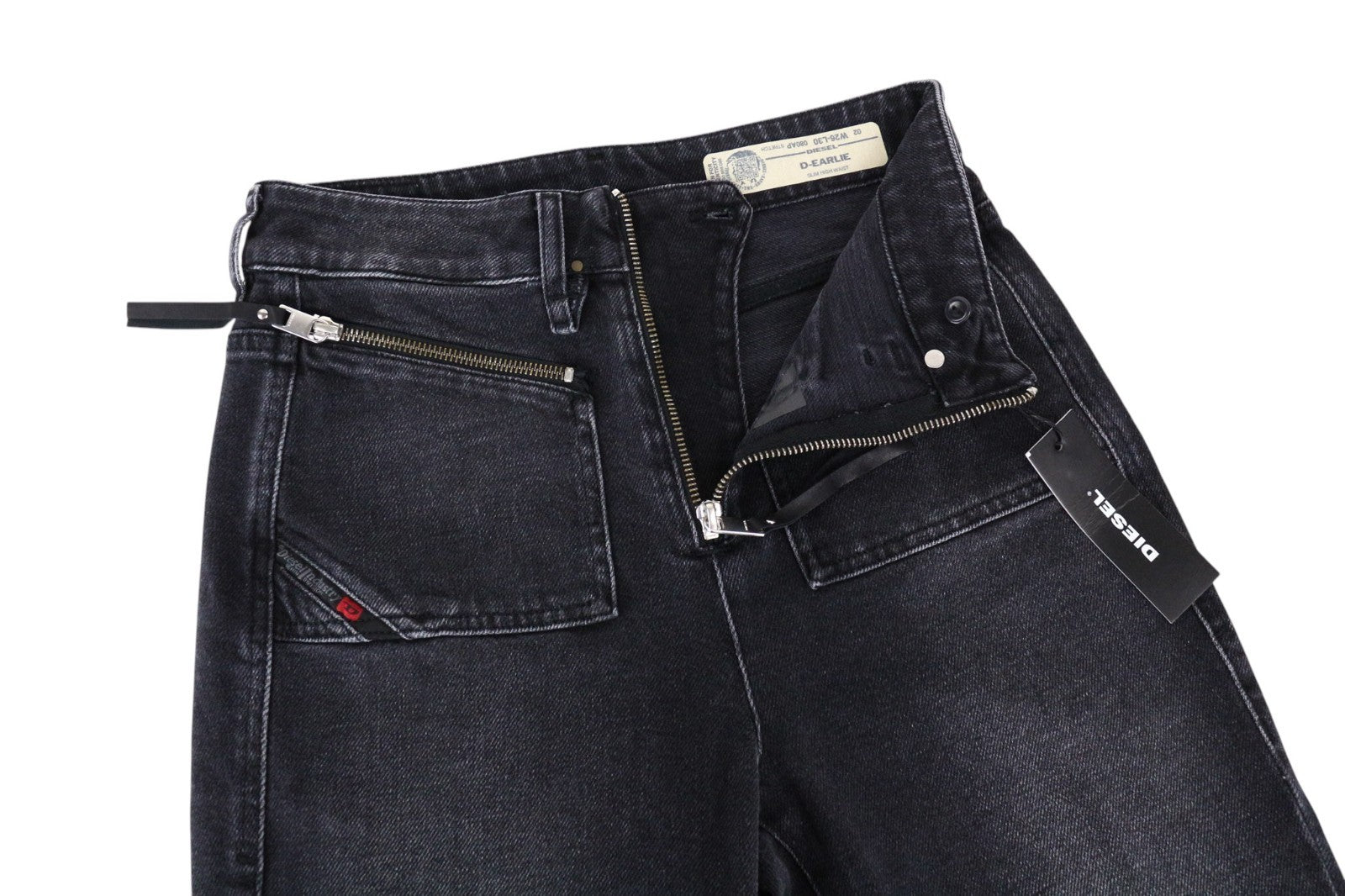 DIESEL D-Earlie 080AP Women Jeans W26/L30 Dark Grey Slim Fit Stretch High Waist