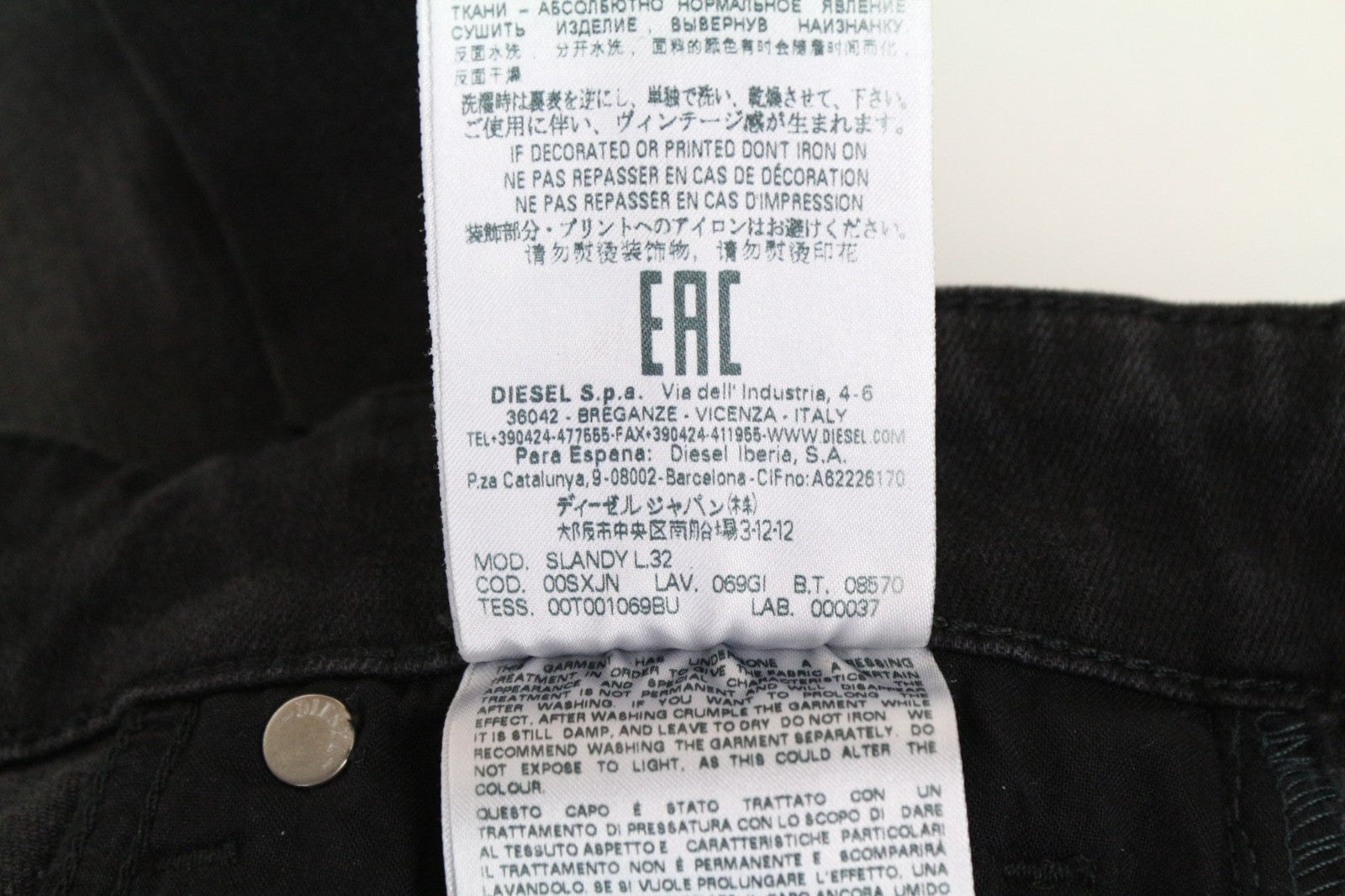 DIESEL Slandy 069GI Women Jeans W23/L32 Grey Super Slim Skinny Distress Stretch