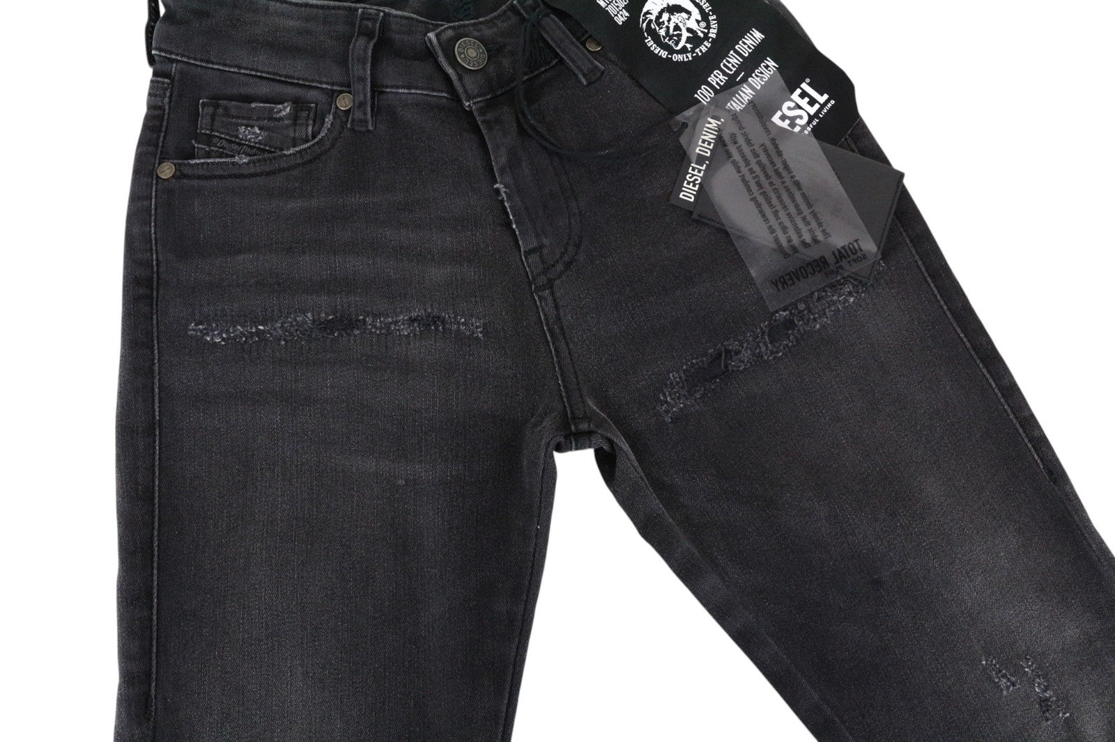 DIESEL Slandy 069GI Women Jeans W23/L32 Grey Super Slim Skinny Distress Stretch