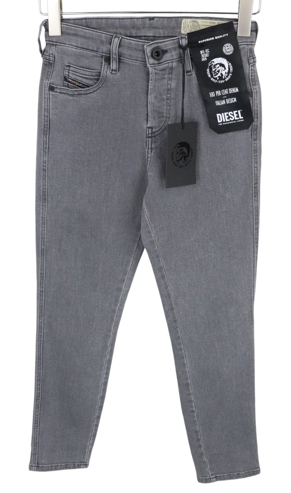 DIESEL Babhila 0890S Women Jeans W24/L30 Grey Slim Skinny Fit Stretch Buttoned