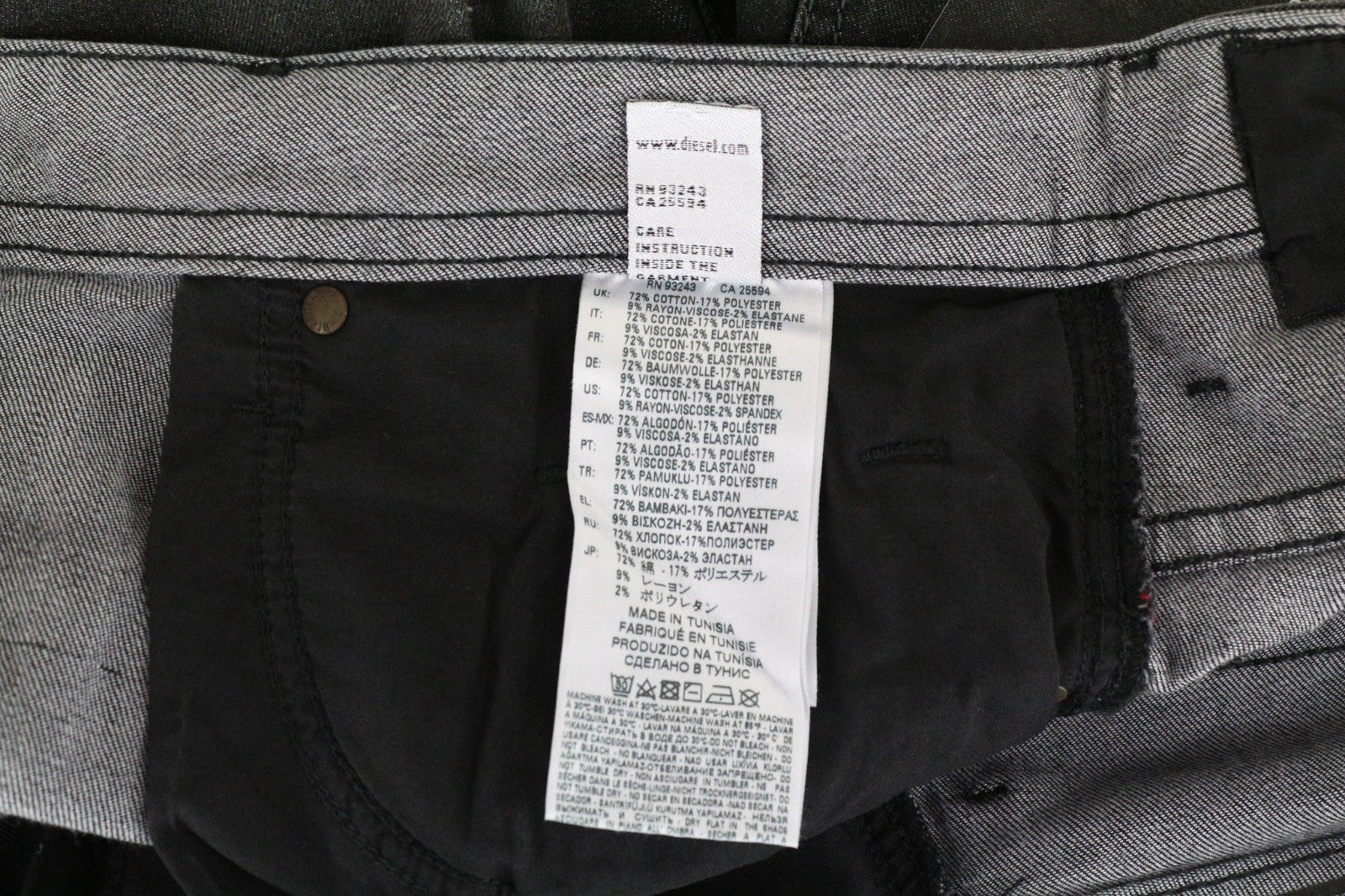 DIESEL Thommer 0687J Men Jeans W32/L30 Grey Slim Skinny Fit Zip-Fly Stretch