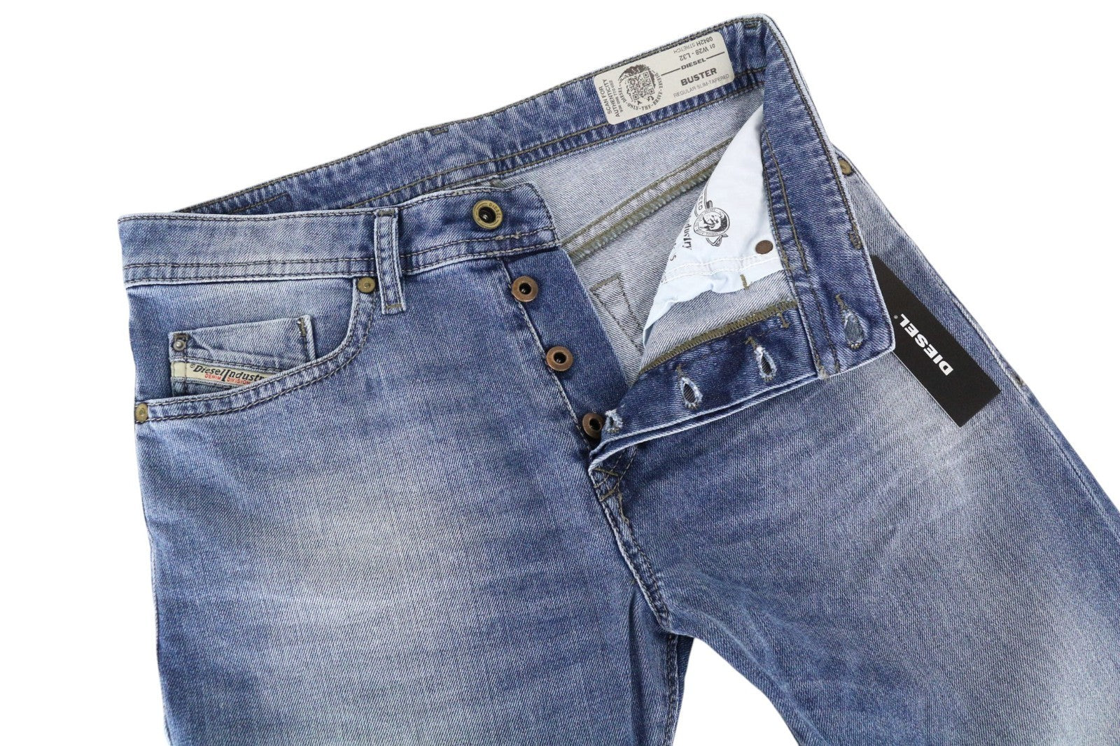 DIESEL Buster 0842H Men Jeans W28/L32 Blue Regular Slim Tapered Fit Stretch