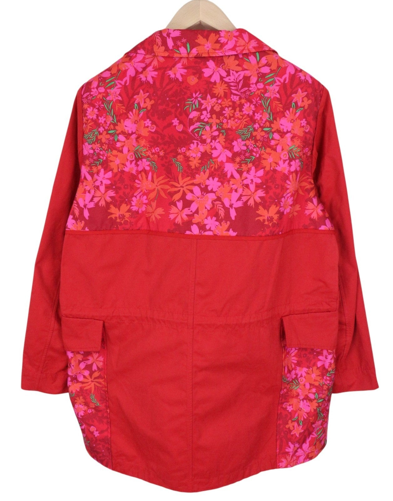 DESIGUAL Delphine Women Coat EU42 XL Red Floral Print Lined Melange Adjustable