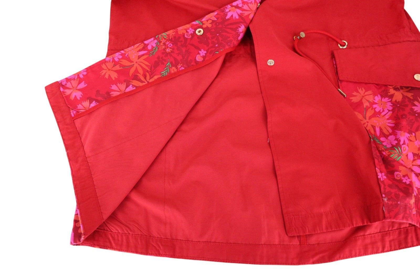 DESIGUAL Delphine Women Coat EU42 XL Red Floral Print Lined Melange Adjustable