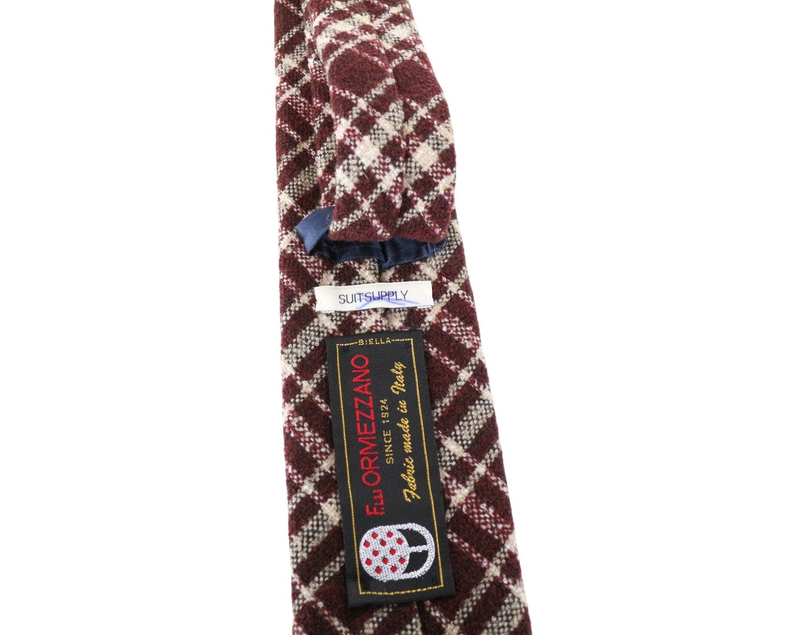 SUITSUPPLY Men Tie 150 x 8 cm Purple Wool Blend Checked Pointed-End Classic
