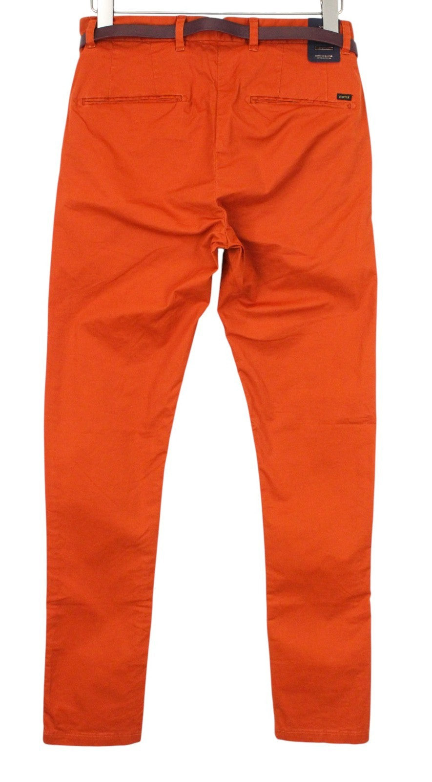 SCOTCH & SODA Stuart Men Trousers W28/L32 Slim Cotton Stretch Orange Belted