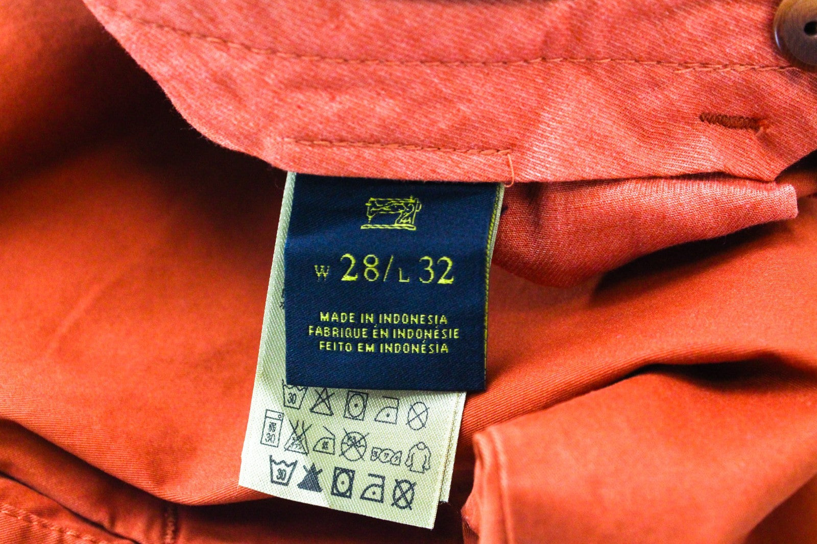 SCOTCH & SODA Stuart Men Trousers W28/L32 Slim Cotton Stretch Orange Belted