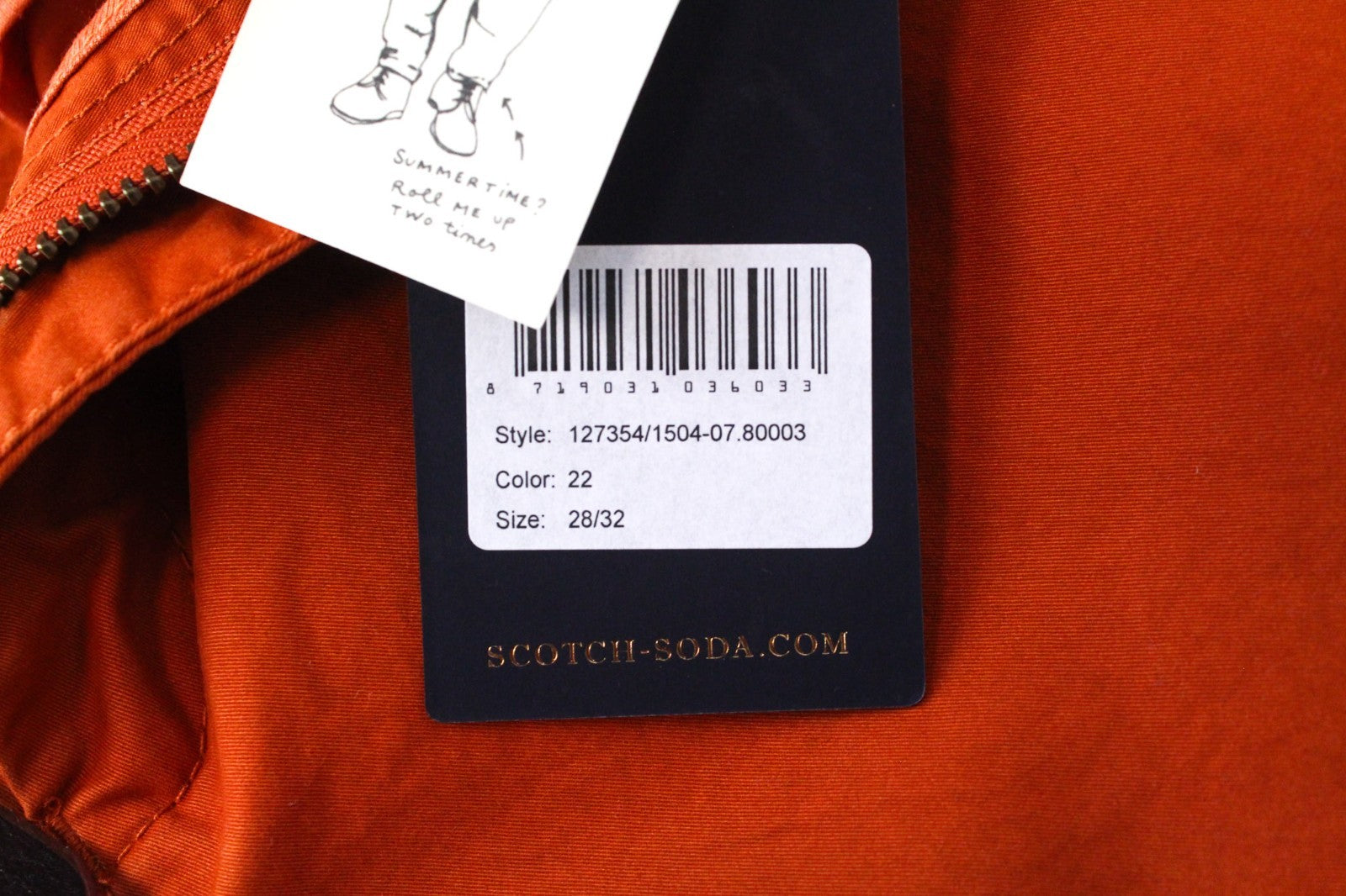 SCOTCH & SODA Stuart Men Trousers W28/L32 Slim Cotton Stretch Orange Belted