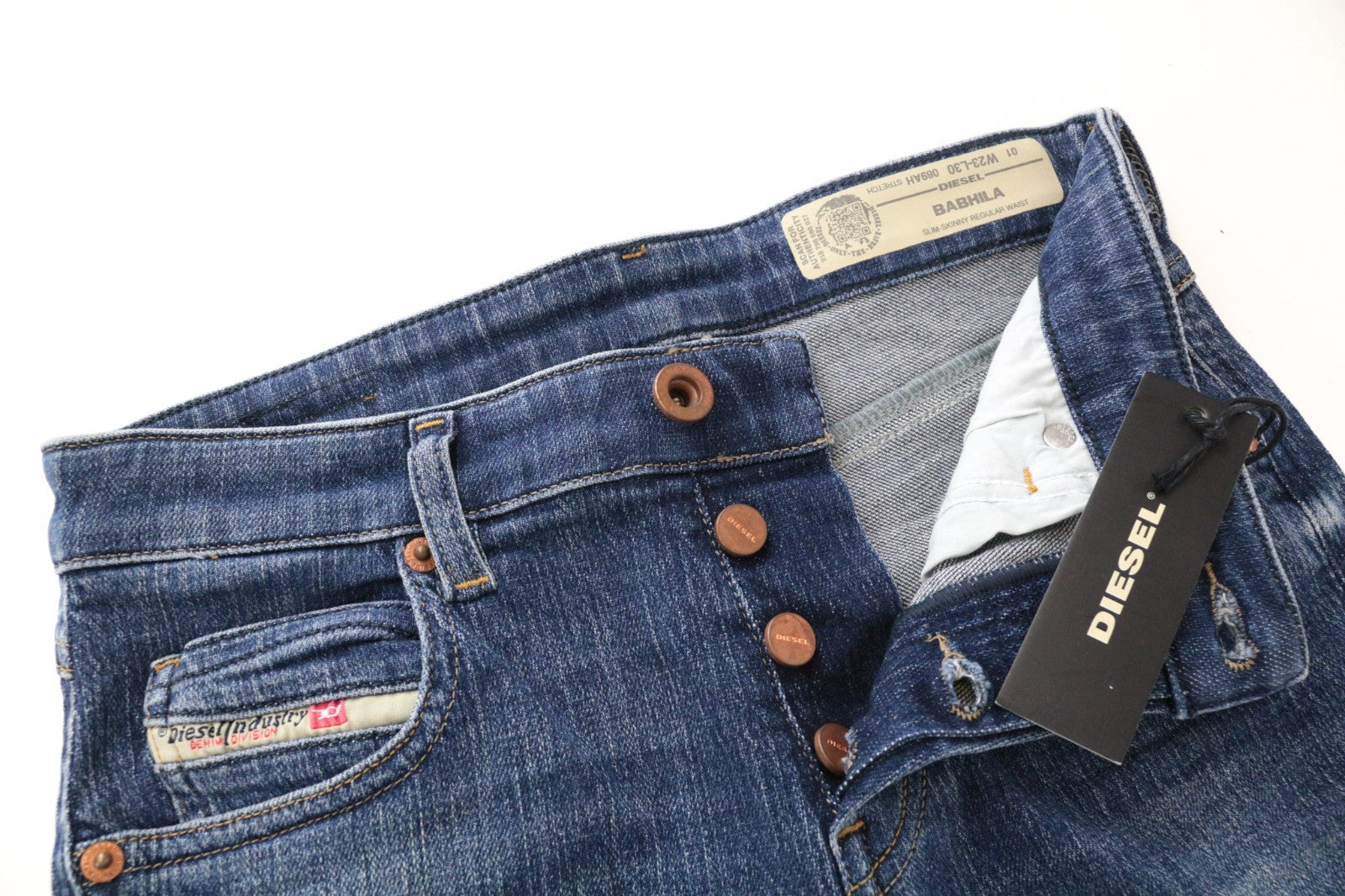DIESEL Babhila 089AH Women Jeans W32/L30 Slim-Skinny Washed Blue Cotton Stretch