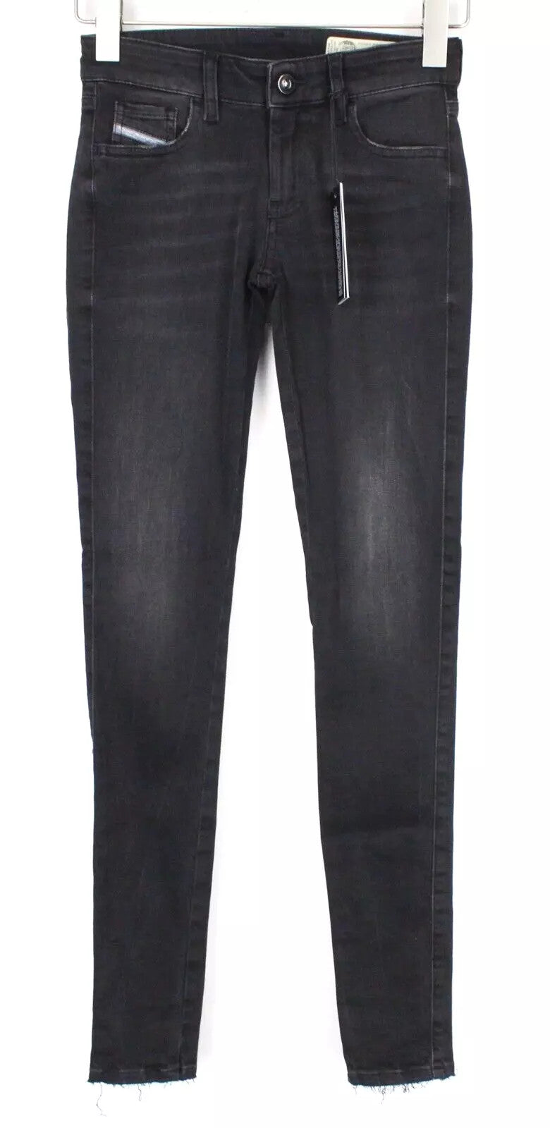 DIESEL Slandy-Low 069BU Women Jeans W24/L34 Girl Super Slim-Skinny Black Stretch