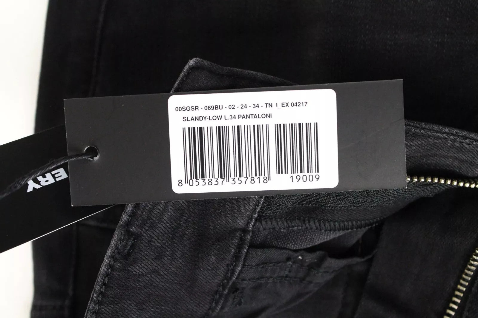 DIESEL Slandy-Low 069BU Women Jeans W24/L34 Girl Super Slim-Skinny Black Stretch
