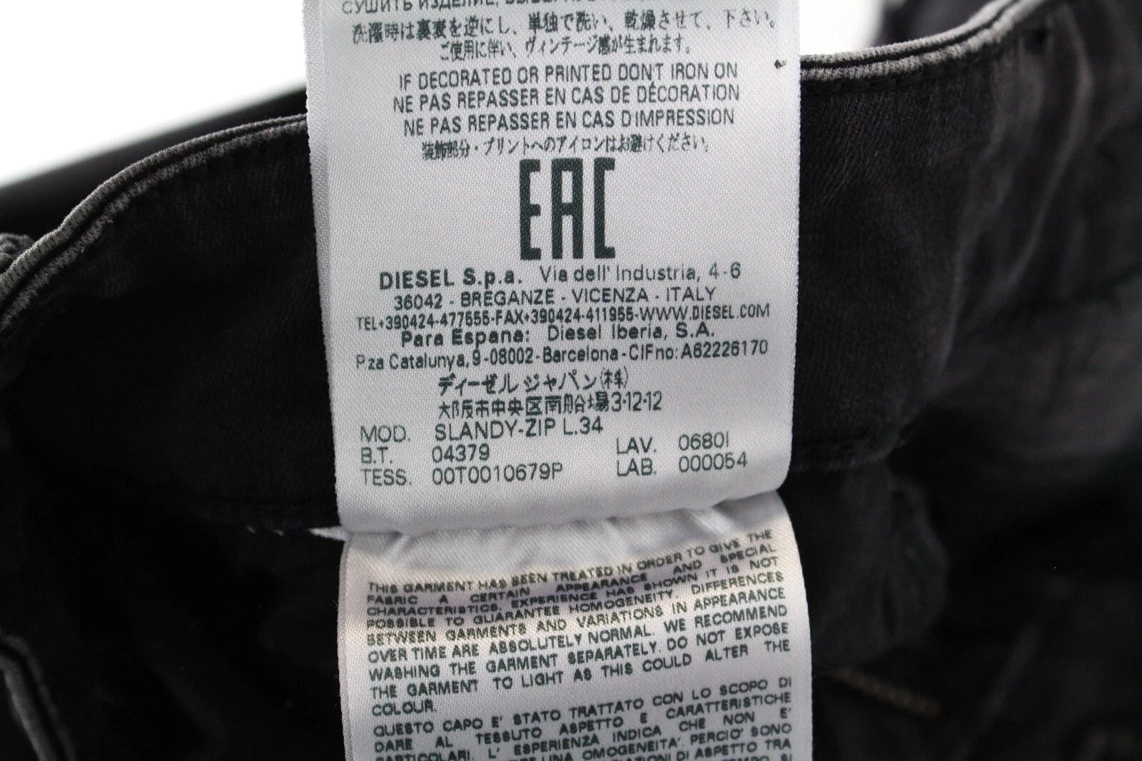 DIESEL Slandy-Zip 0680I Women Jeans W25/L34 Super Skinny Black Cotton Stretch