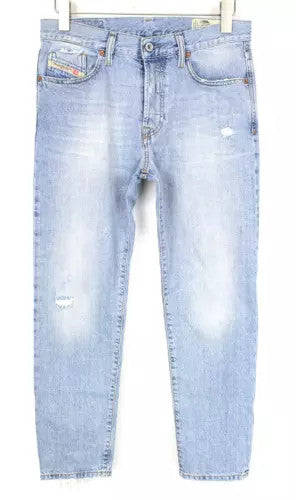 DIESEL Mharky 080AF Men Jeans W29/L30 Slim-Skinny Distressed Blue Pure Cotton
