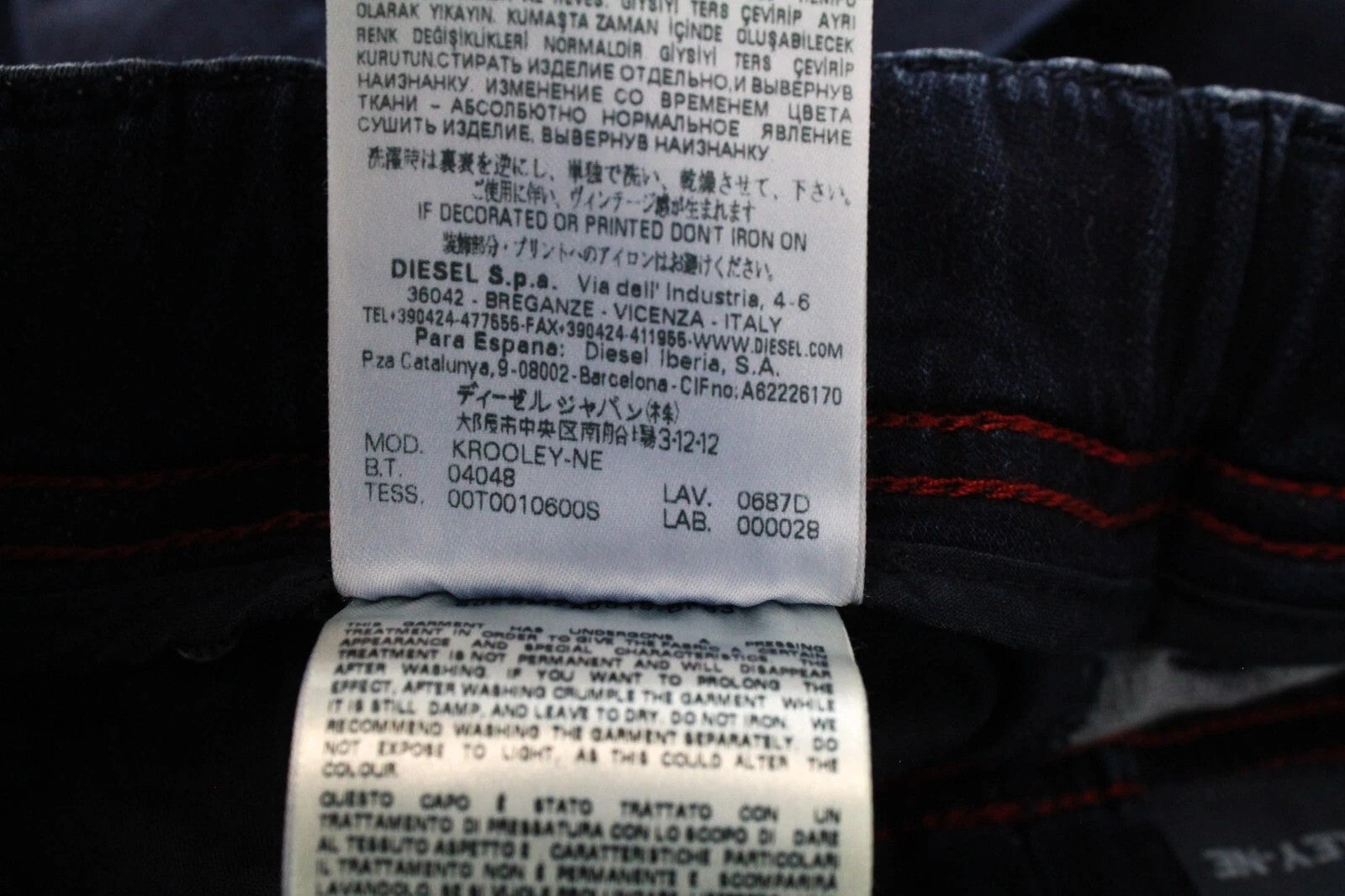 DIESEL Krooley-NE 0687D Men Jeans W26 Boys Sweat Jogg Slim Carrot Blue Stretch