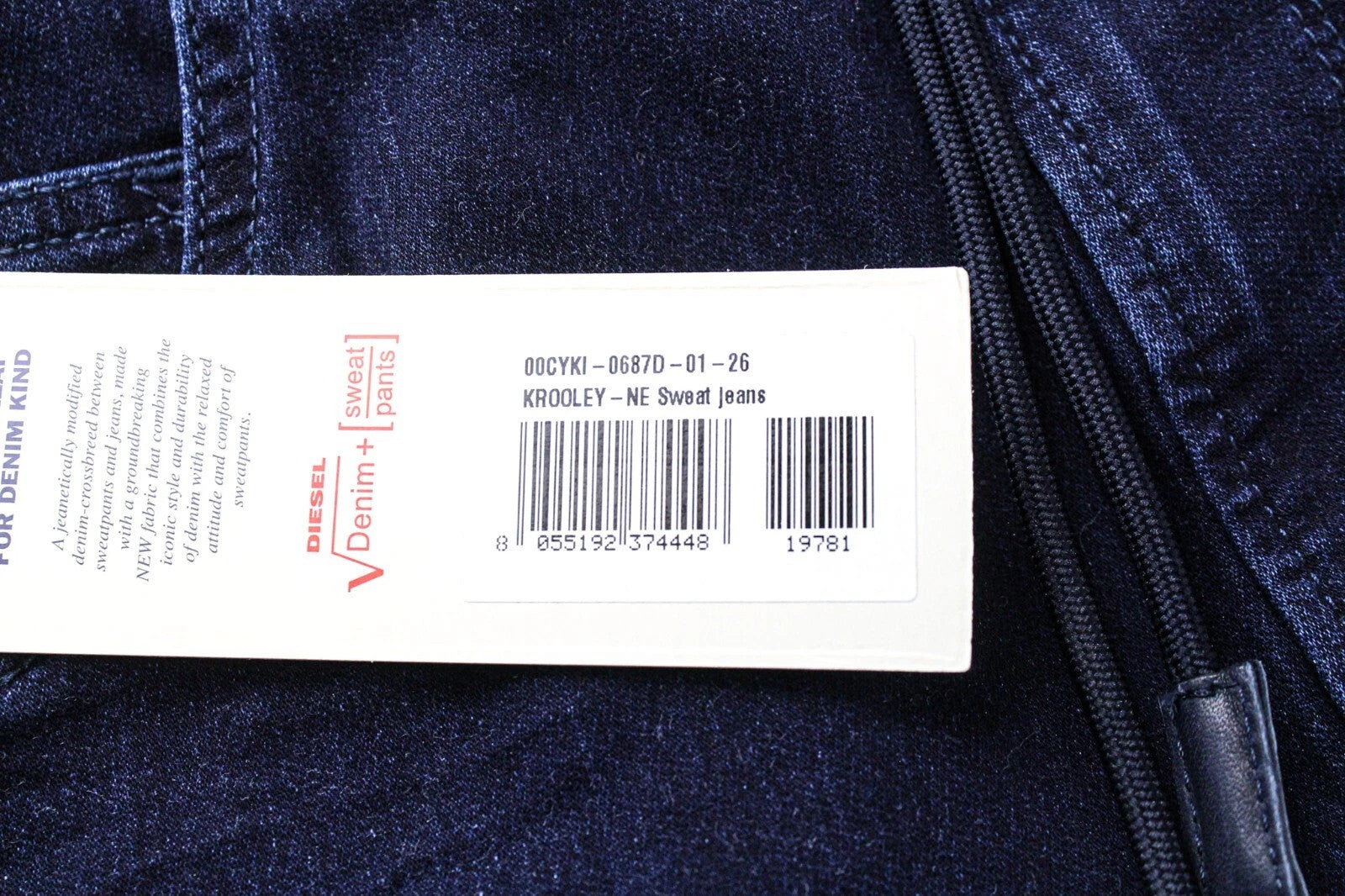 DIESEL Krooley-NE 0687D Men Jeans W26 Boys Sweat Jogg Slim Carrot Blue Stretch