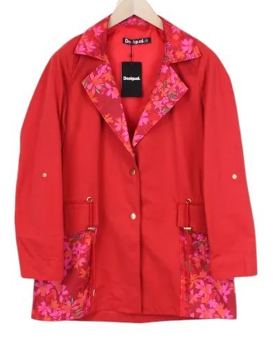 DESIGUAL Delphine Women Jacket UK10 M Red Cotton Blend Single-Breasted Snaps