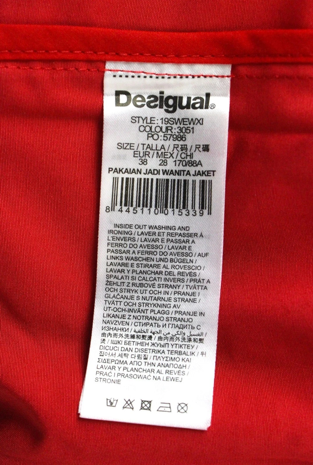 DESIGUAL Delphine Women Jacket UK10 M Red Cotton Blend Single-Breasted Snaps