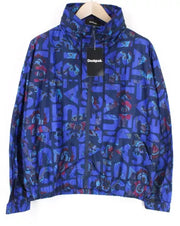 DESIGUAL Lex Women Jacket UK12 L Blue Patterned Lightweight Hooded Zipped