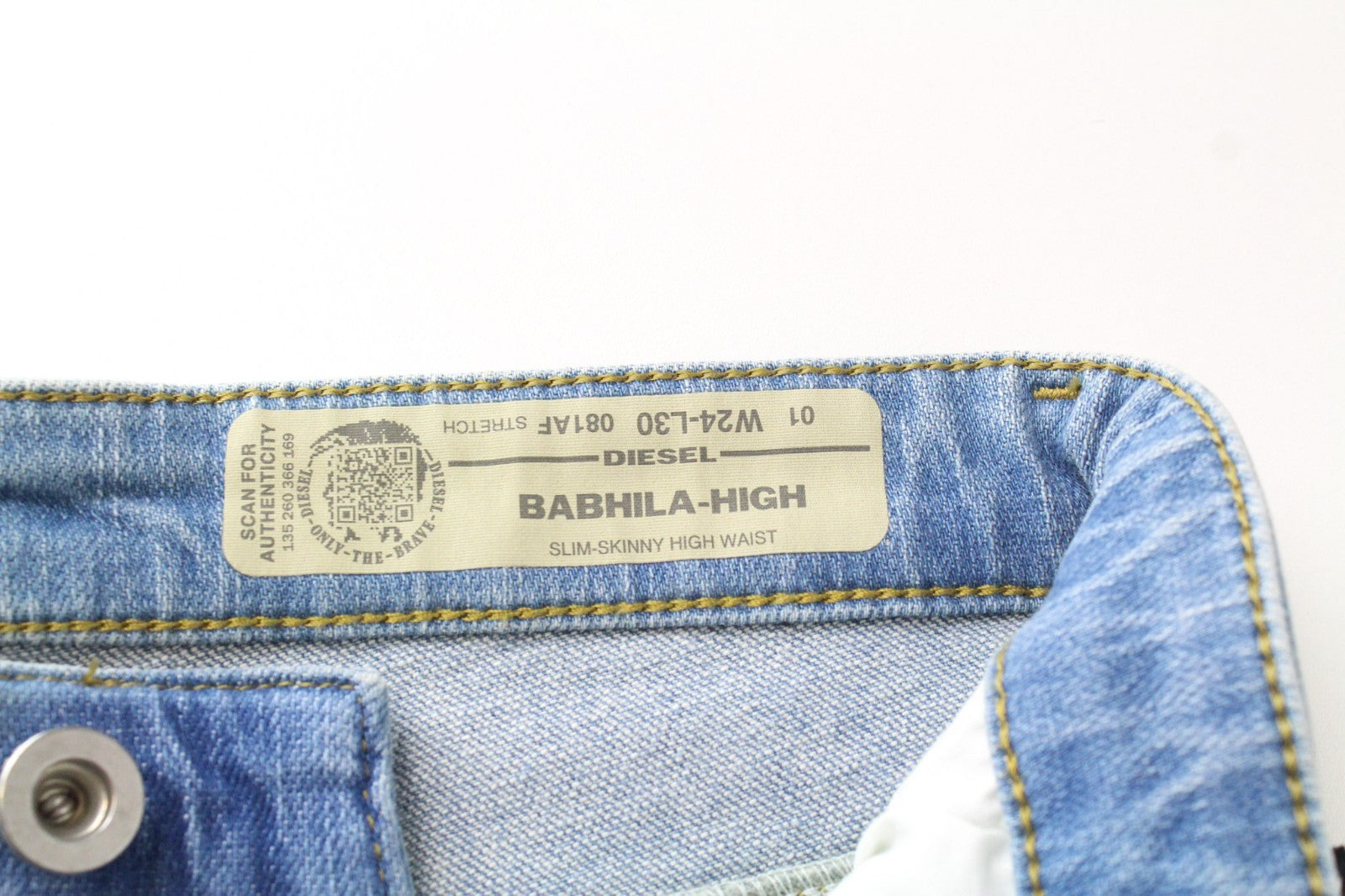 DIESEL Babhila-High 081AF Women Jeans W24/L30 Blue Stretch Slim Skinny Distress