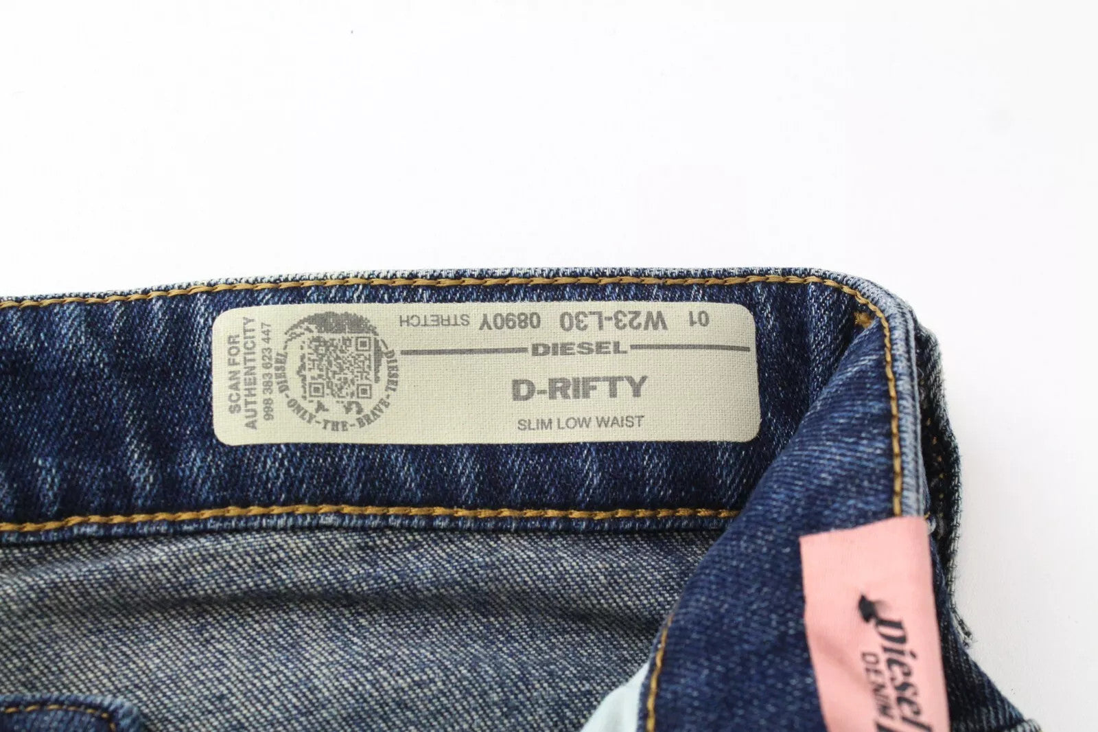 DIESEL D-Rifty 0890Y Women Jeans W23/L30 Distressed Blue Stretch Slim Low Waist