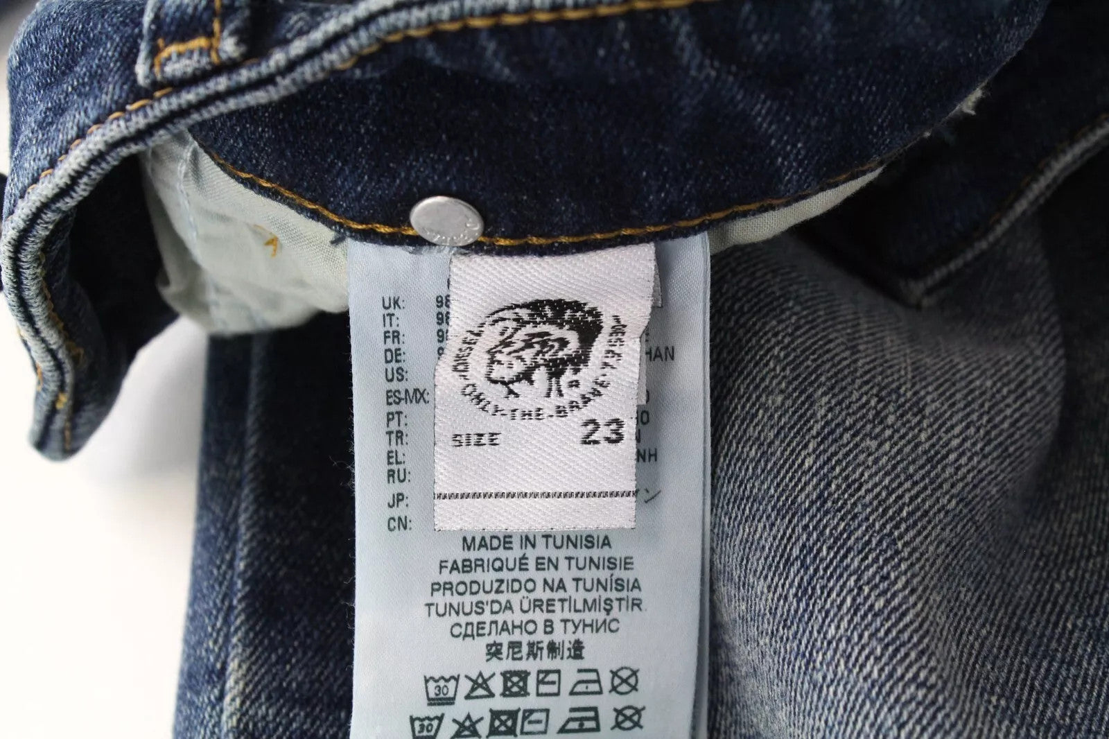 DIESEL D-Rifty 0890Y Women Jeans W23/L30 Distressed Blue Stretch Slim Low Waist