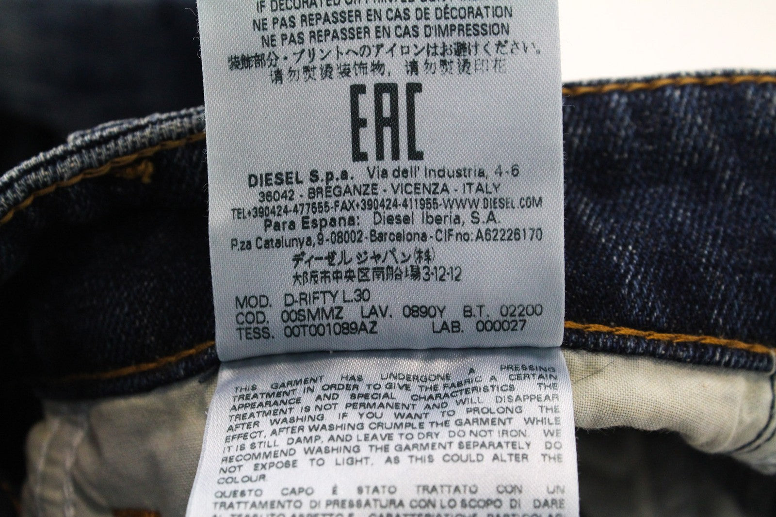DIESEL D-Rifty 0890Y Women Jeans W23/L30 Distressed Blue Stretch Slim Low Waist