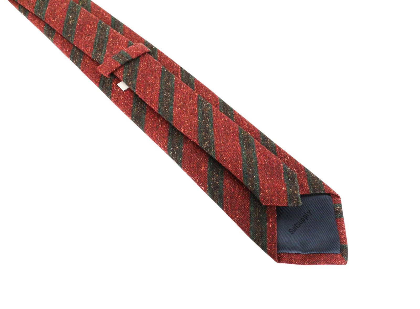 SUITSUPPLY Men Tie ~150 x 8 cm Red Green Striped Silk Wool Cotton Blend