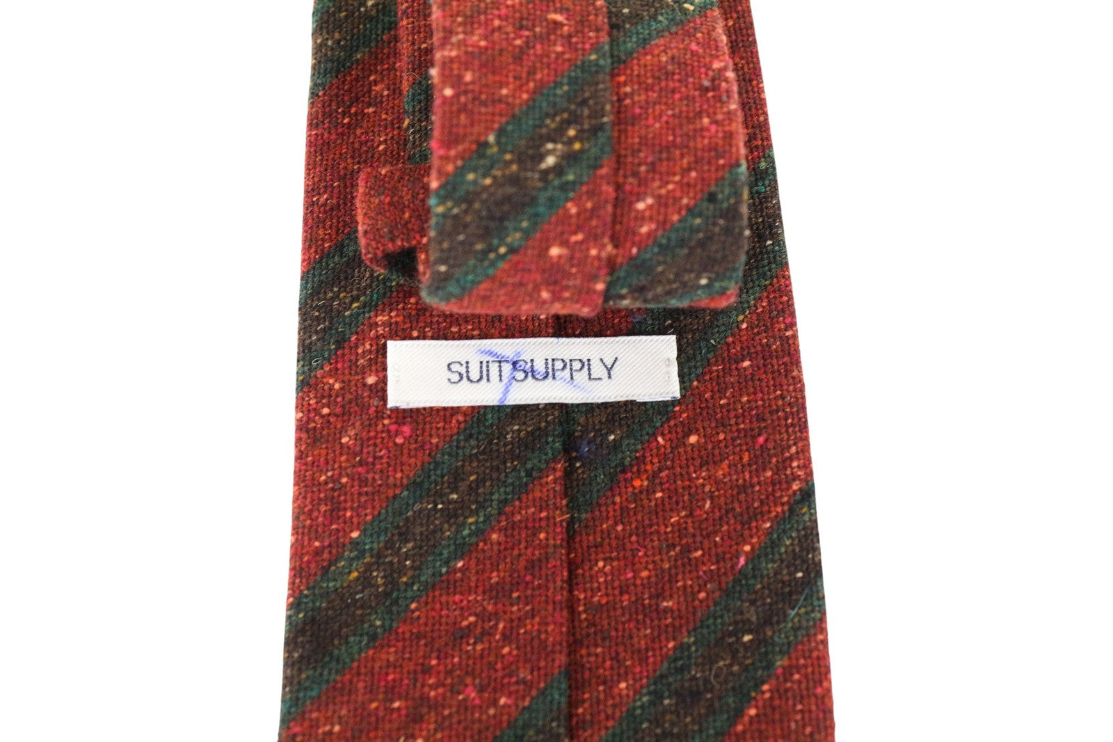 SUITSUPPLY Men Tie ~150 x 8 cm Red Green Striped Silk Wool Cotton Blend