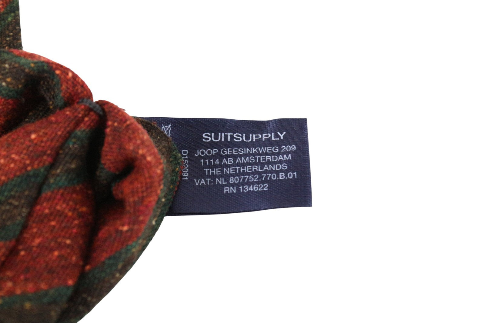 SUITSUPPLY Men Tie ~150 x 8 cm Red Green Striped Silk Wool Cotton Blend