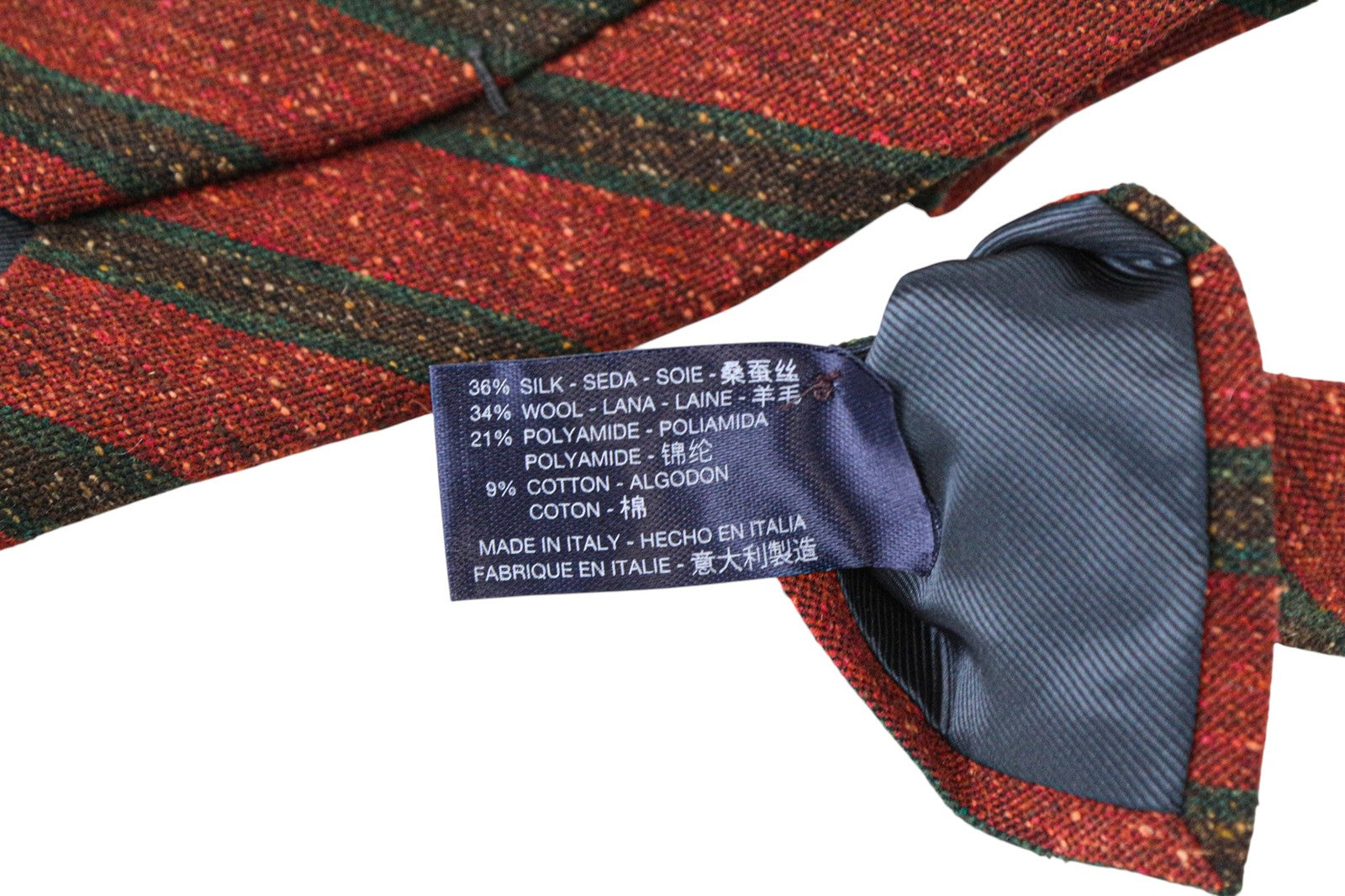 SUITSUPPLY Men Tie ~150 x 8 cm Red Green Striped Silk Wool Cotton Blend