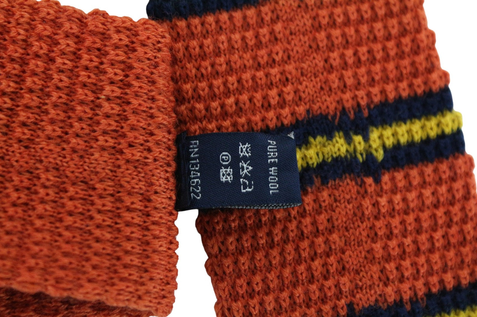 SUITSUPPLY Men Tie ~70 x 6 cm Orange Pure Wool Striped Knitted Squared-End