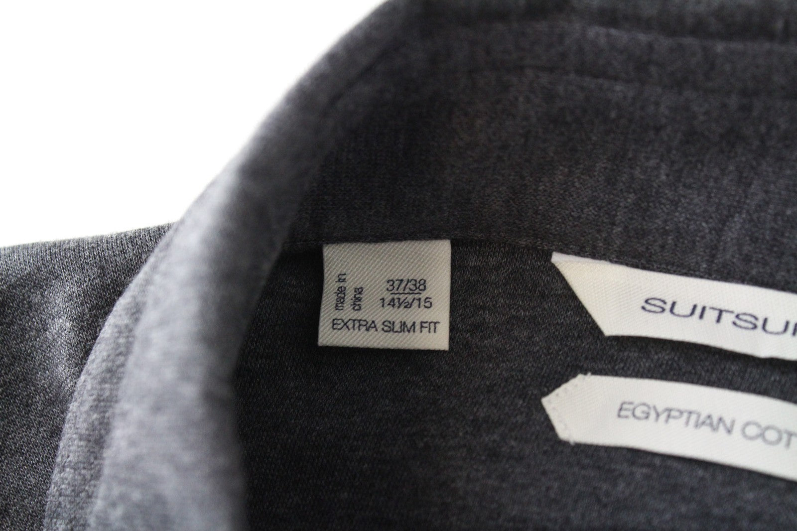 SUITSUPPLY Men T-Shirt 37/38/ 14 1/2/15 Extra Slim Cotton Grey Long Sleeve Polo