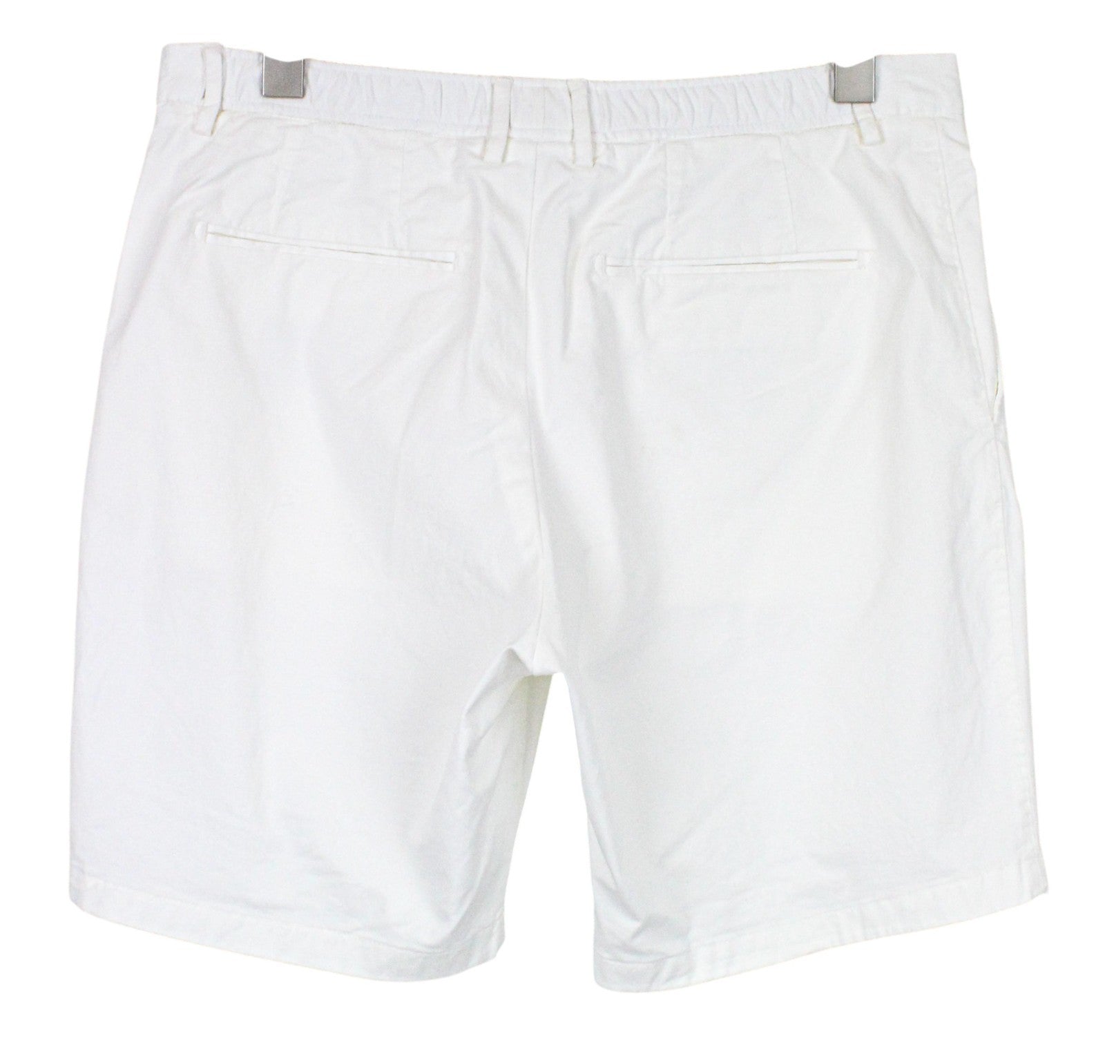 SUITSUPPLY Porto Men Shorts UK28R W33 White Cotton Stretch Summer Flat Front