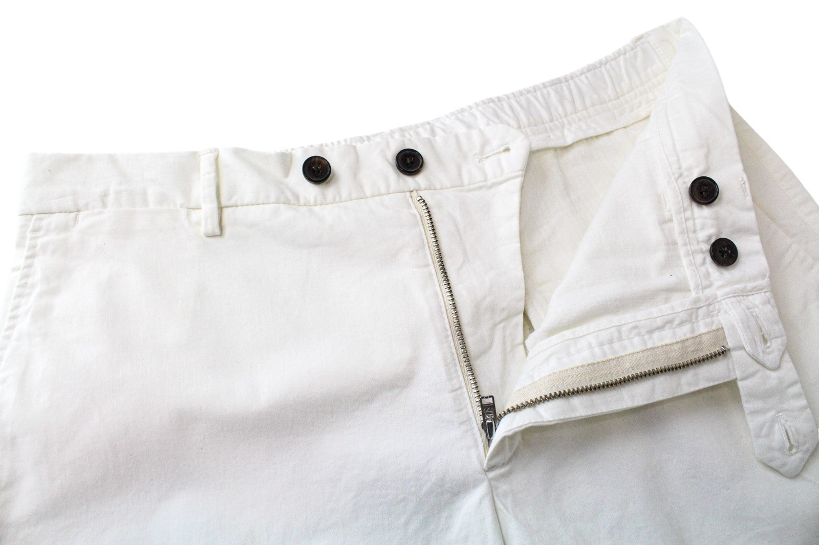 SUITSUPPLY Porto Men Shorts UK28R W33 White Cotton Stretch Summer Flat Front