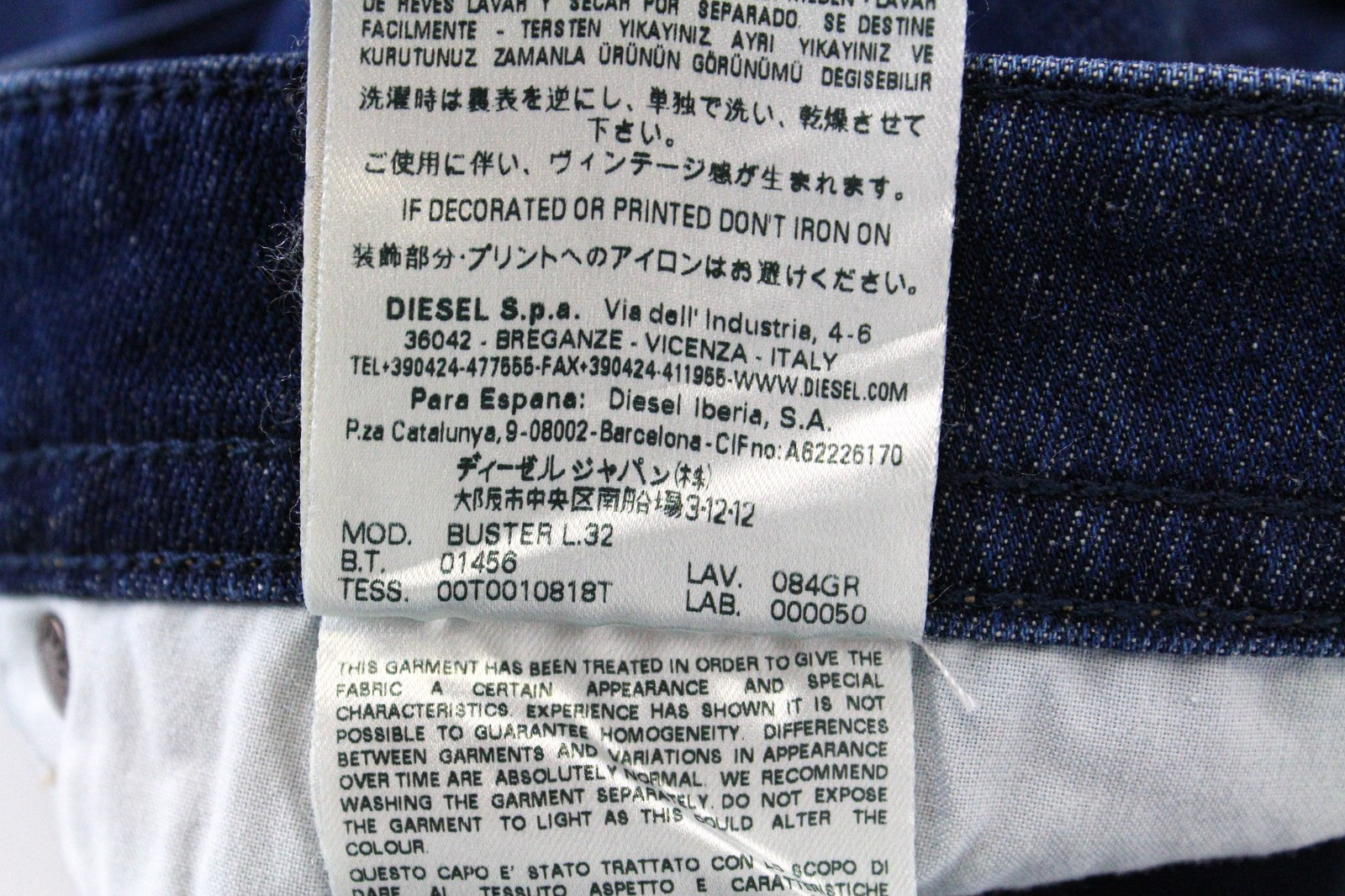 DIESEL Buster 084GR Men Jeans W29/L32 Slim Tapered Washed Blue Cotton Stretch