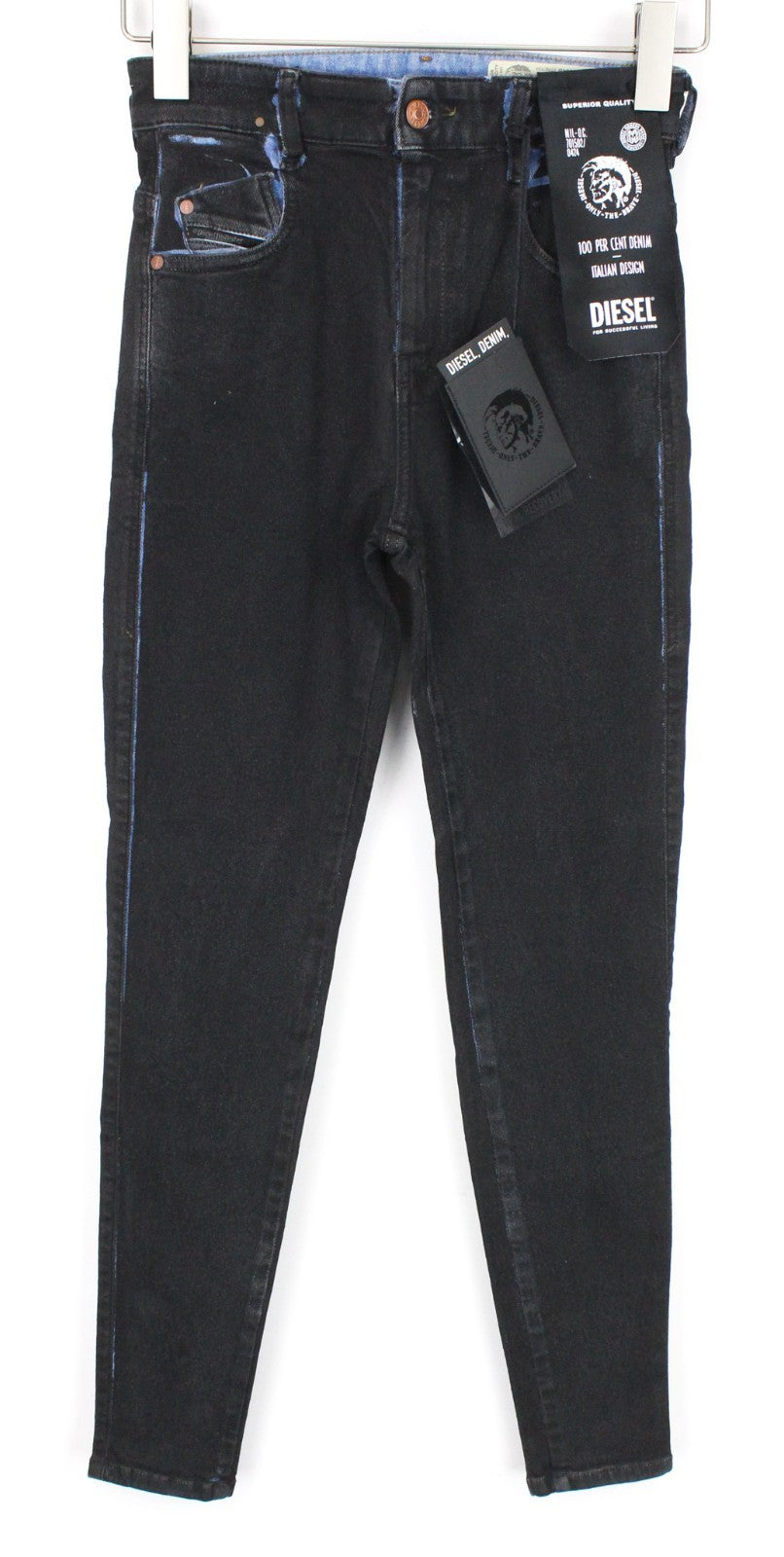 DIESEL Slandy-High-SP1 0094B Women Jeans W23/L30 Girls Grey Super Skinny Stretch