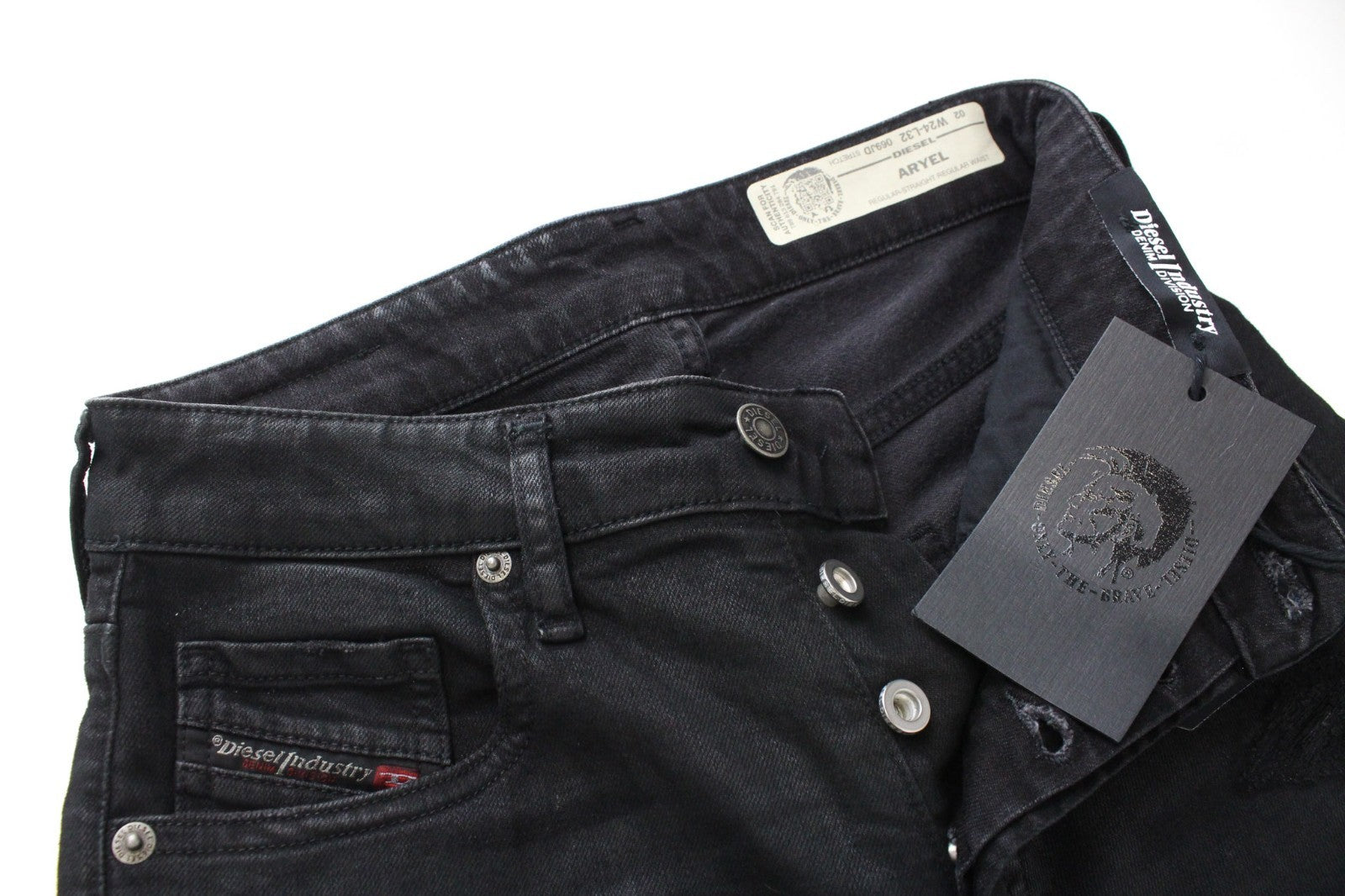 DIESEL Aryel 069JD Women Jeans W24/L32 Girls Black Straight Cotton Stretch Crop
