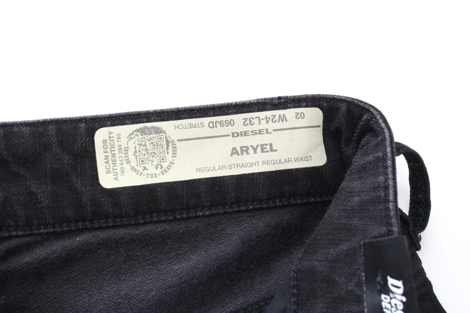 DIESEL Aryel 069JD Women Jeans W24/L32 Girls Black Straight Cotton Stretch Crop