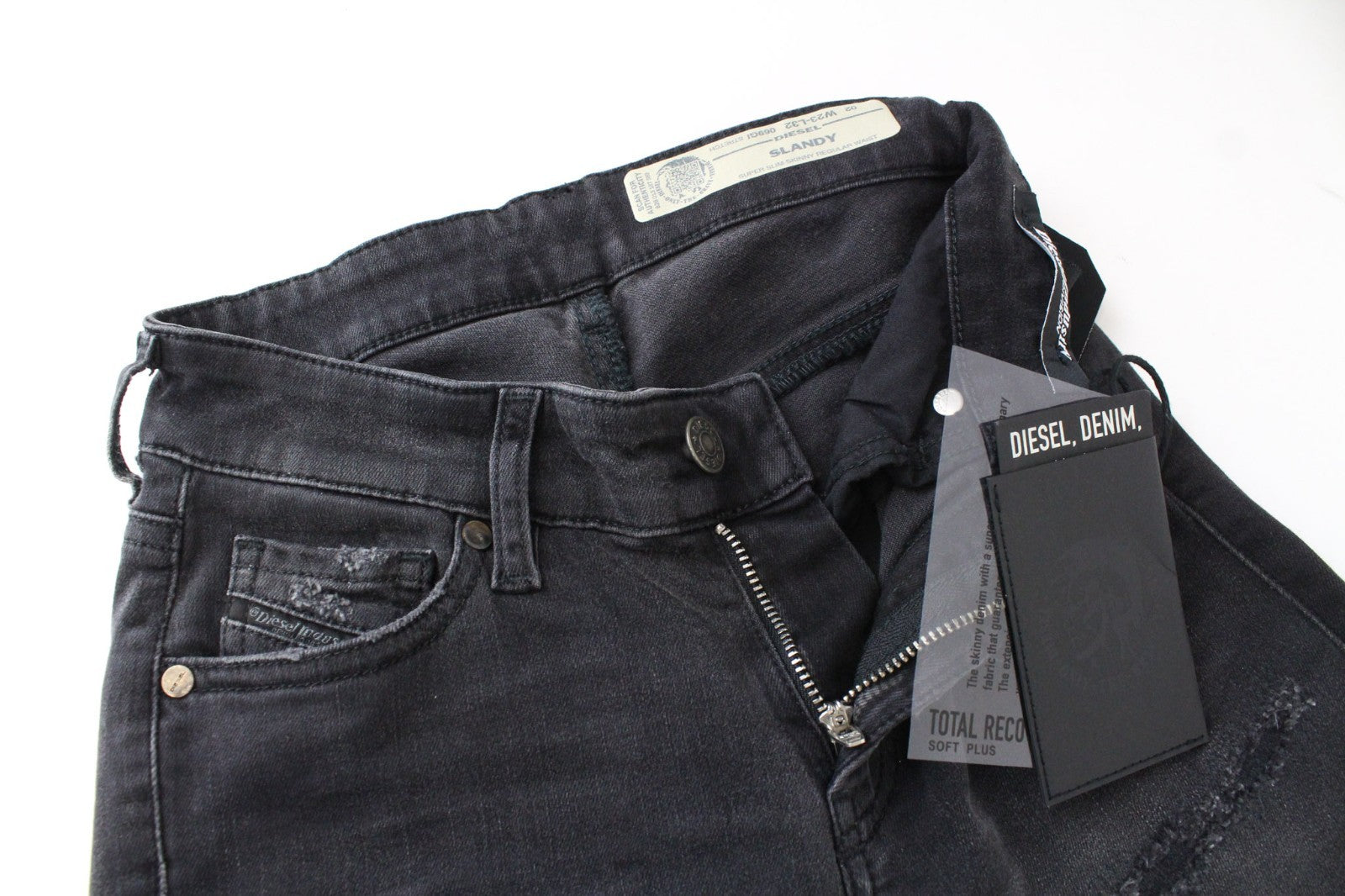 DIESEL Slandy 069GI Women Jeans W23/L32 Girls Black Super Slim Skinny Stretch