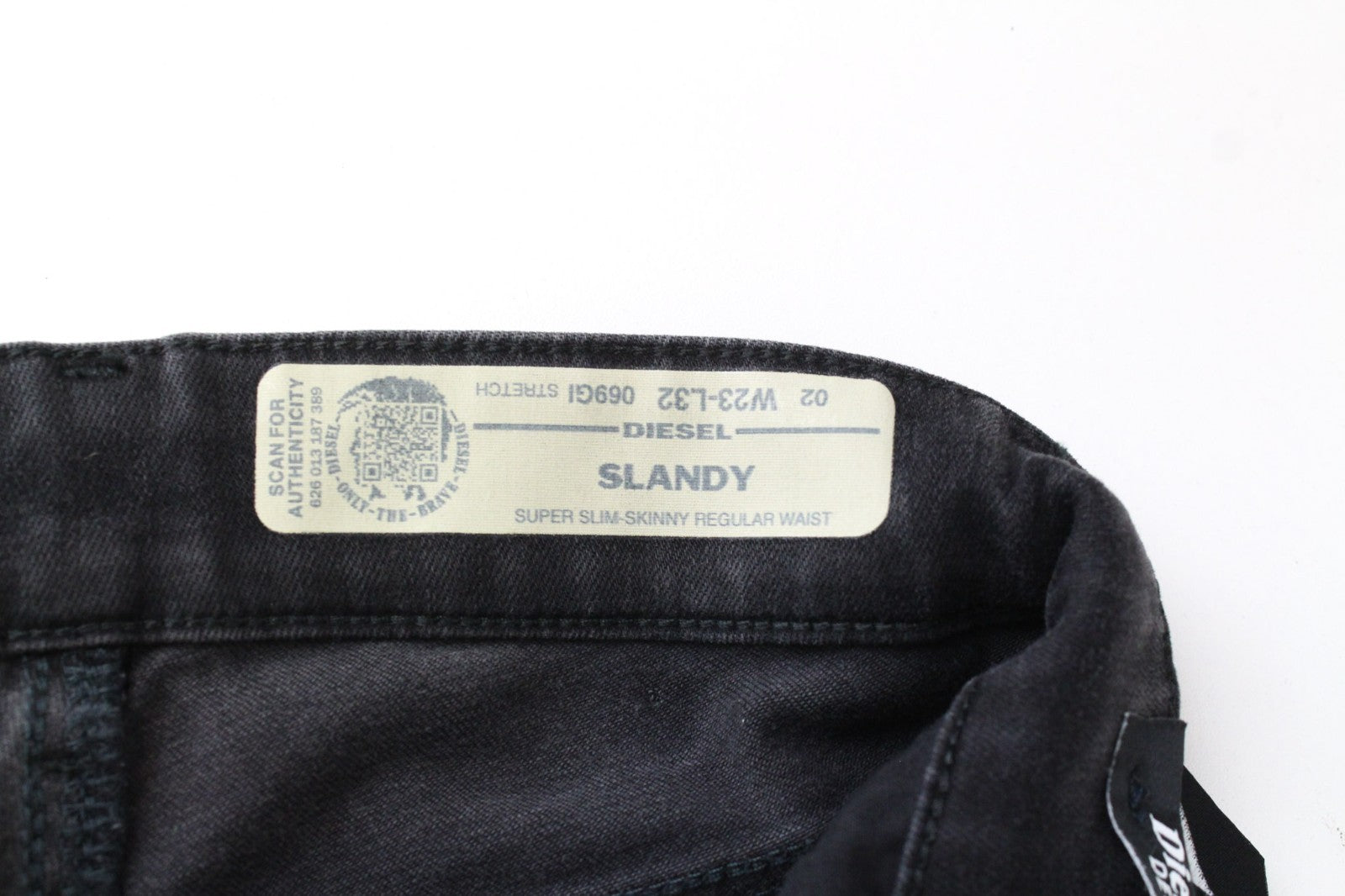 DIESEL Slandy 069GI Women Jeans W23/L32 Girls Black Super Slim Skinny Stretch