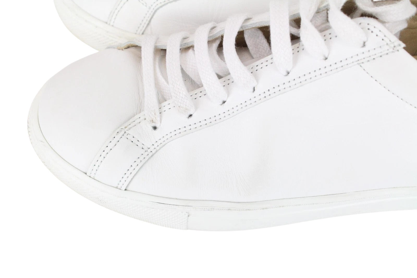 SUITSUPPLY Men Trainers EU37 White Unisex Boys Leather Laced Low-Top Sneakers