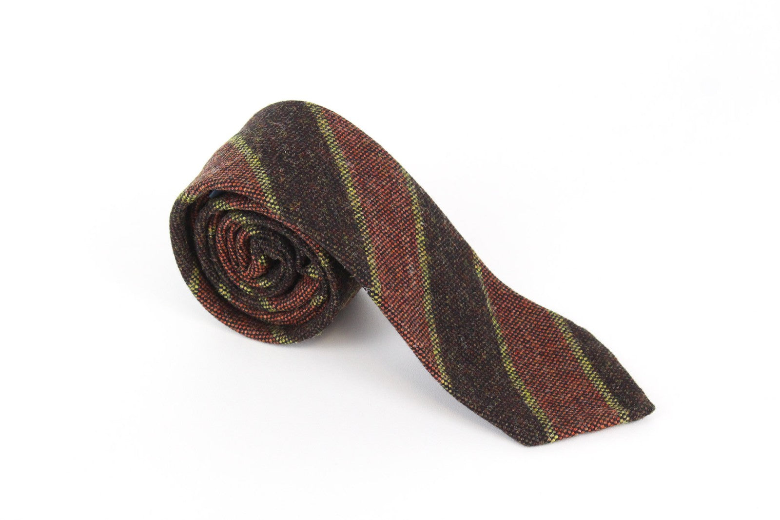 SUITSUPPLY Men Tie ~150 x 8 cm Brown Striped Pointed-End Classic Pure Wool