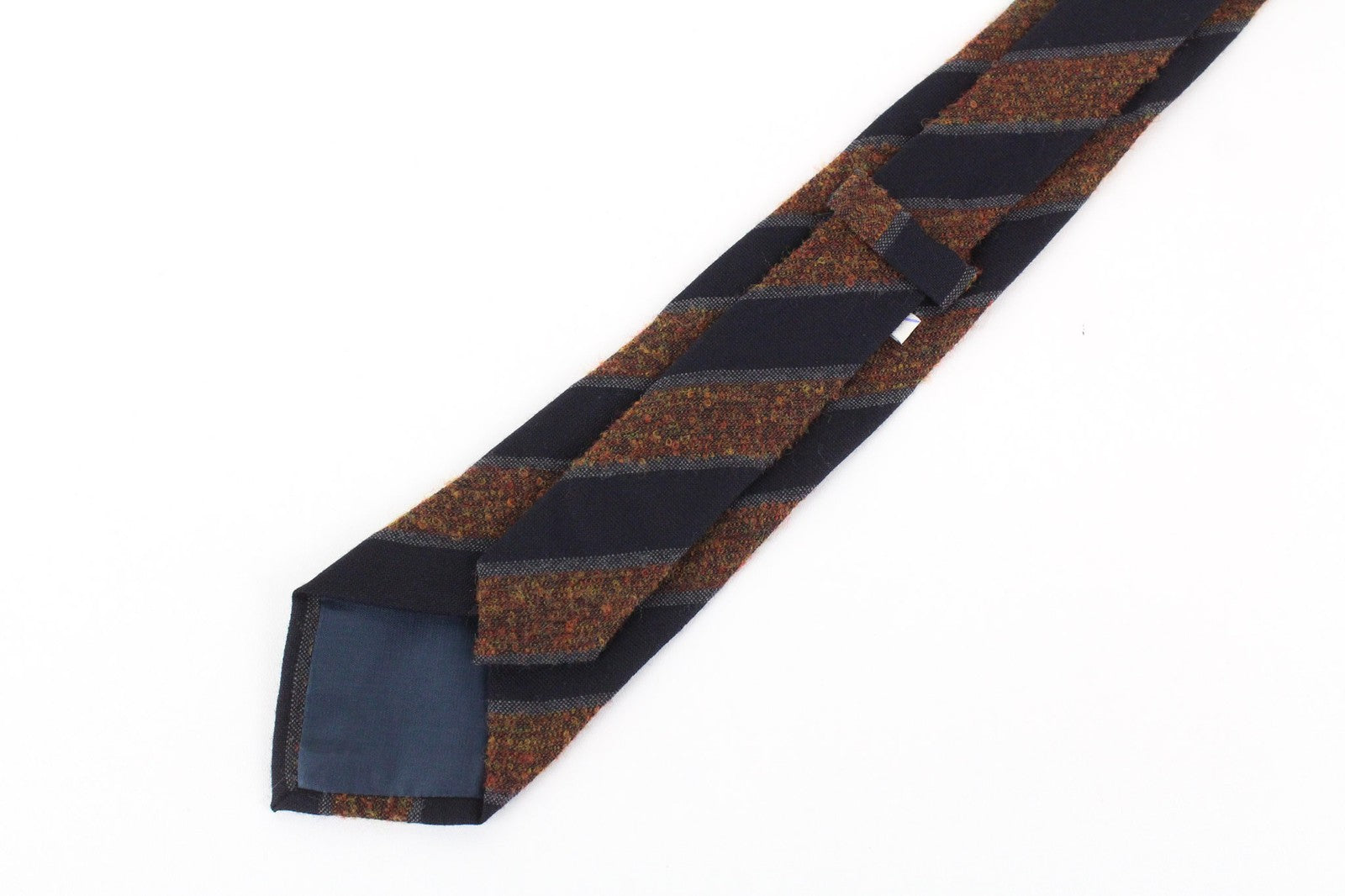 SUITSUPPLY Men Tie ~150 x 8 cm Brown Navy Striped Pointed-End Wool Silk Blend
