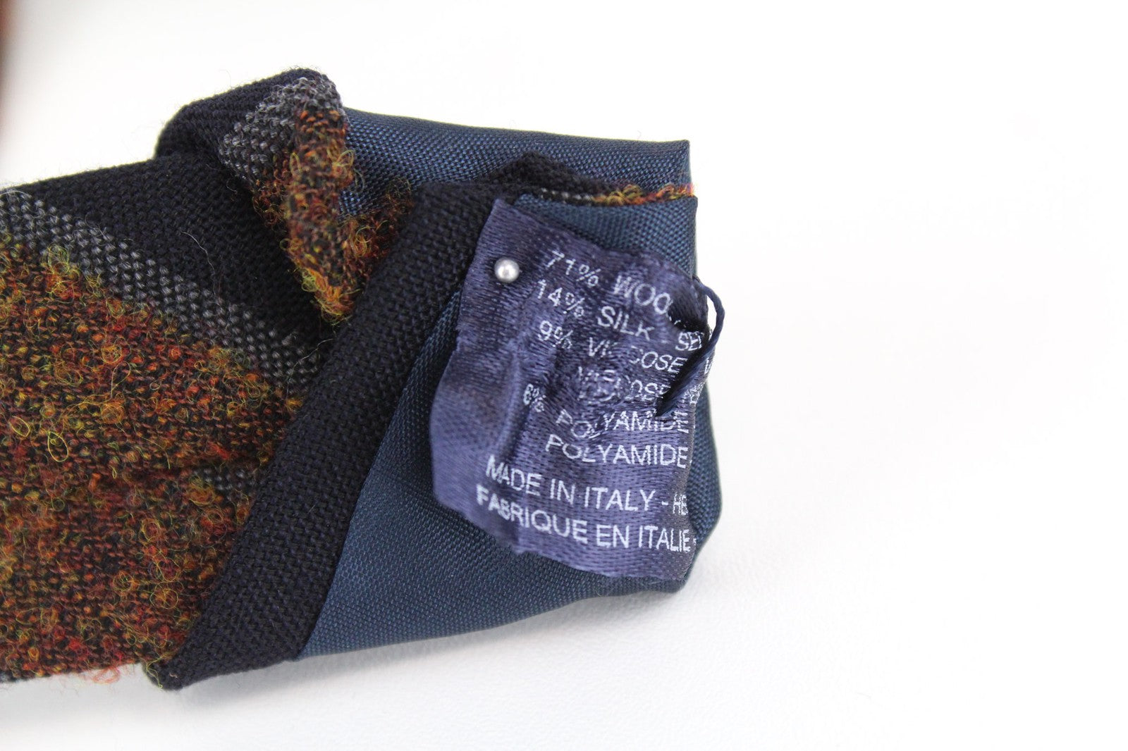 SUITSUPPLY Men Tie ~150 x 8 cm Brown Navy Striped Pointed-End Wool Silk Blend
