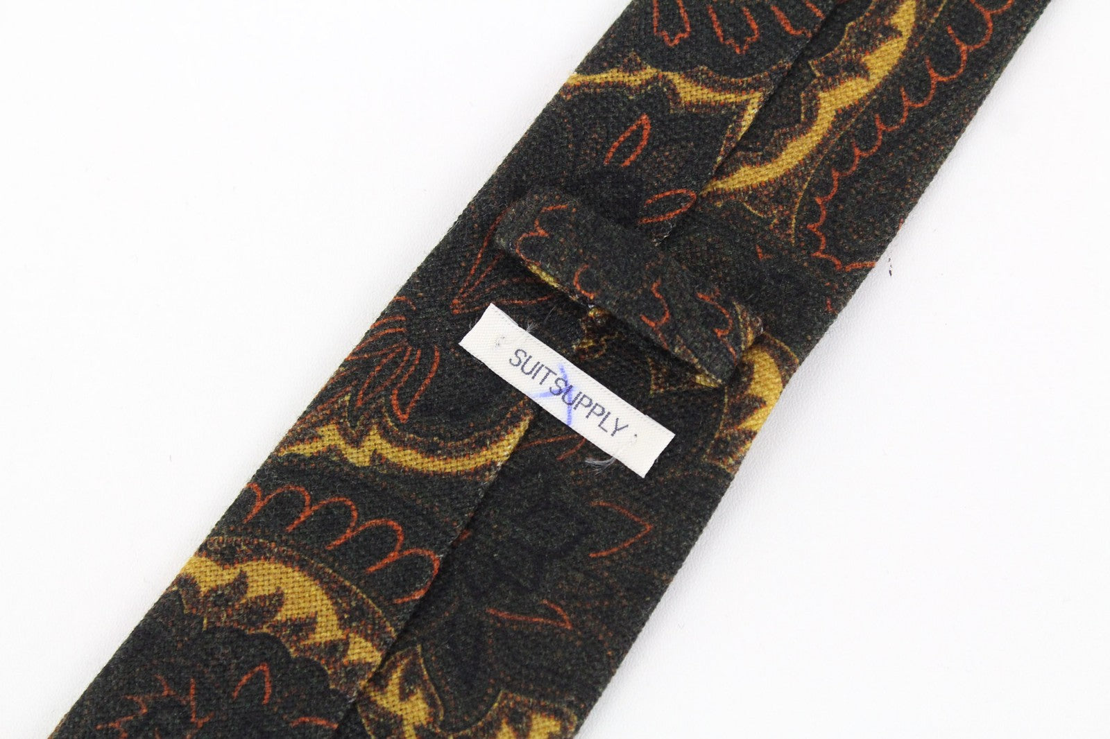 SUITSUPPLY Men Tie ~150 x 8 cm Brown Pure Wool Patterned Pointed-End Classic